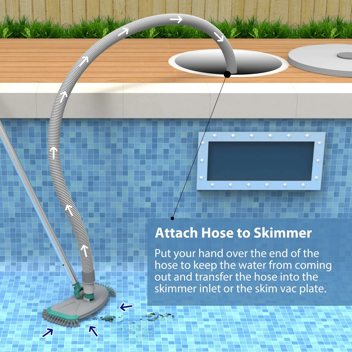 Mainstays Cleaning Kit for Pools - Two Piece - Teal & Grey & White