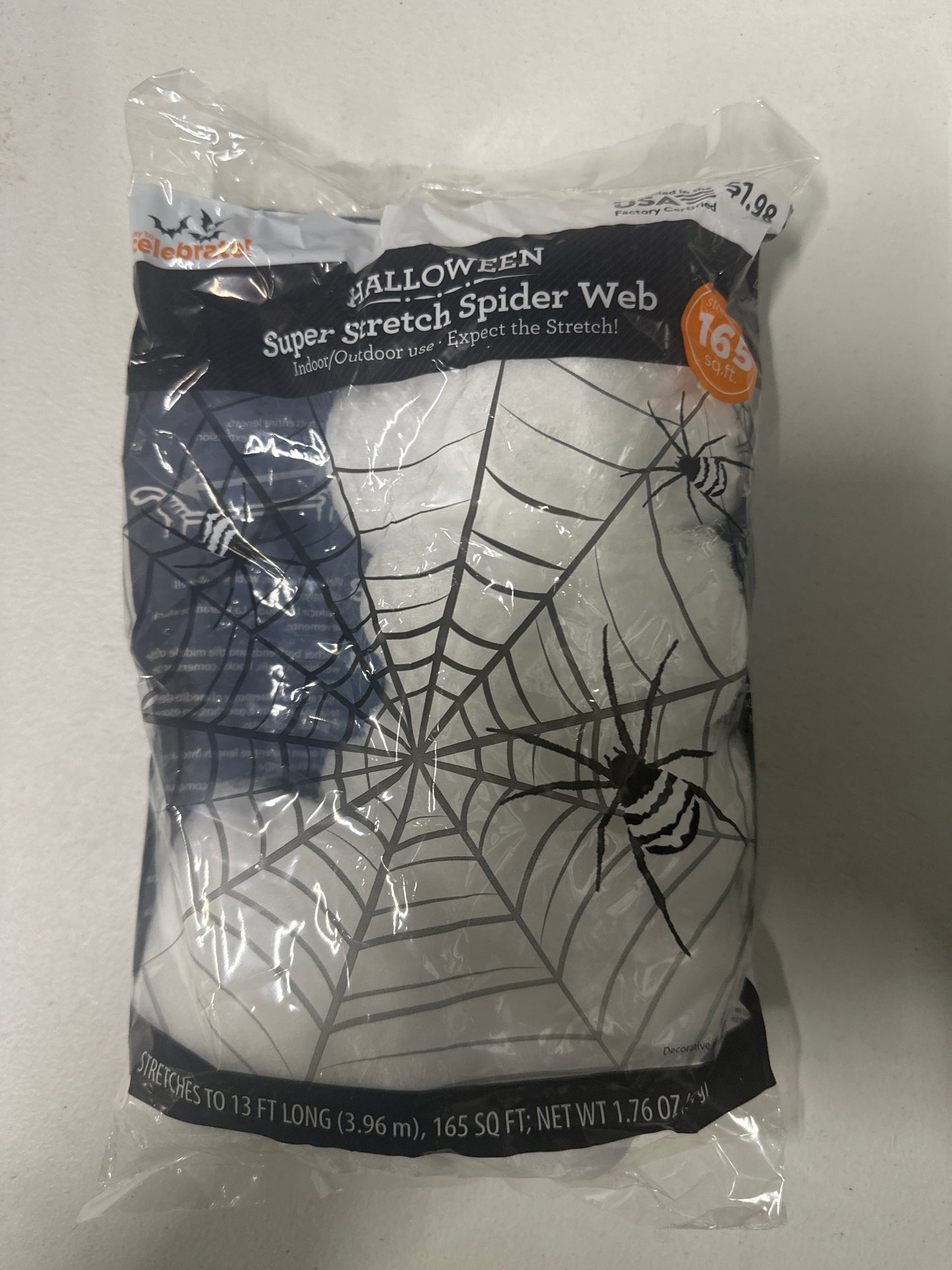 Super Stretch Spider Web Decoration, White, 13', Halloween by Way To Celebrate