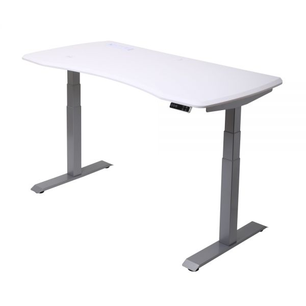 WorkPro Electric 60"W Height-Adjustable Standing Desk with Wireless Charging, White