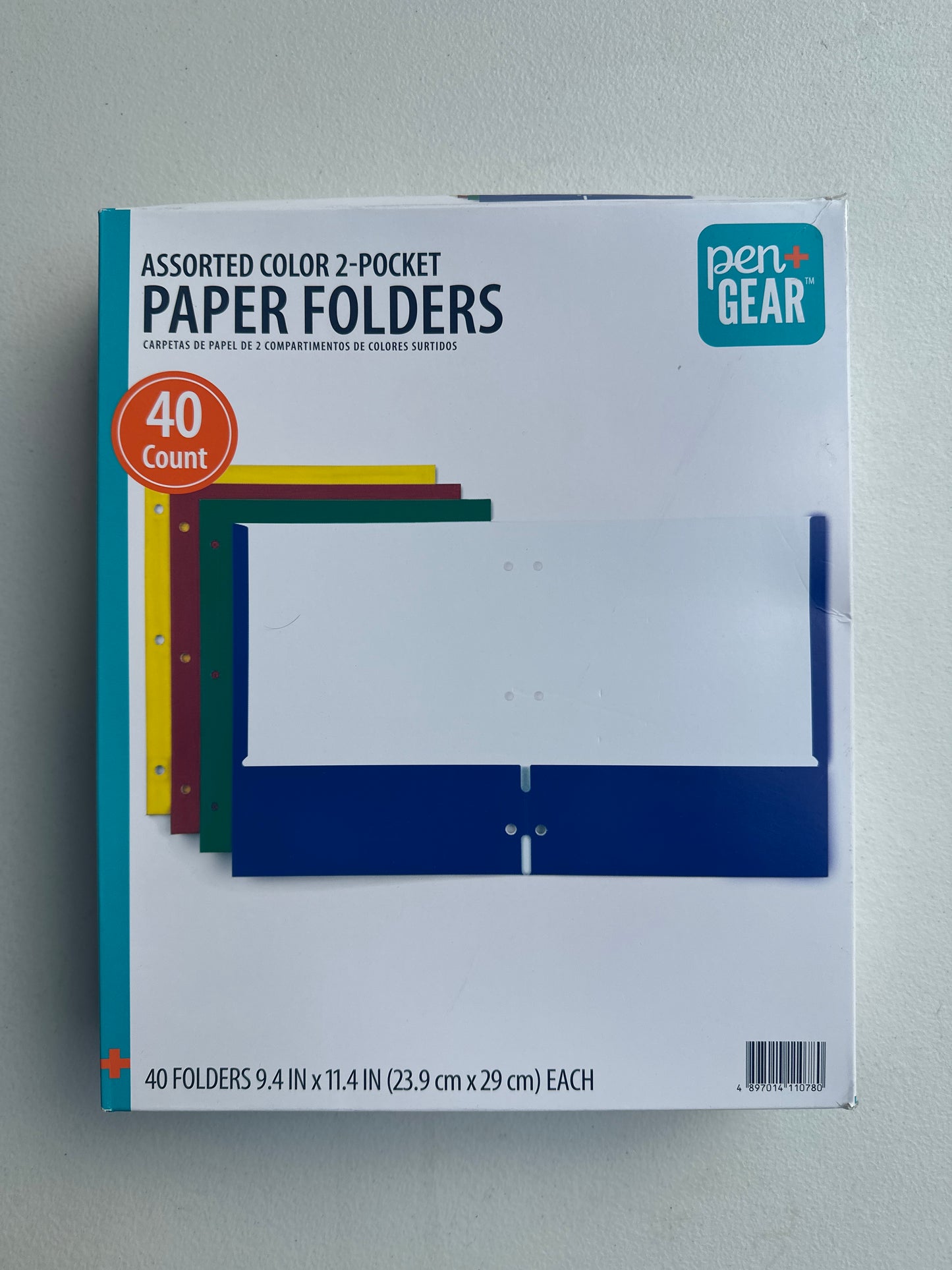 Pen+Gear 2-Pocket Paper Folders, Assorted Colors, 40-Count