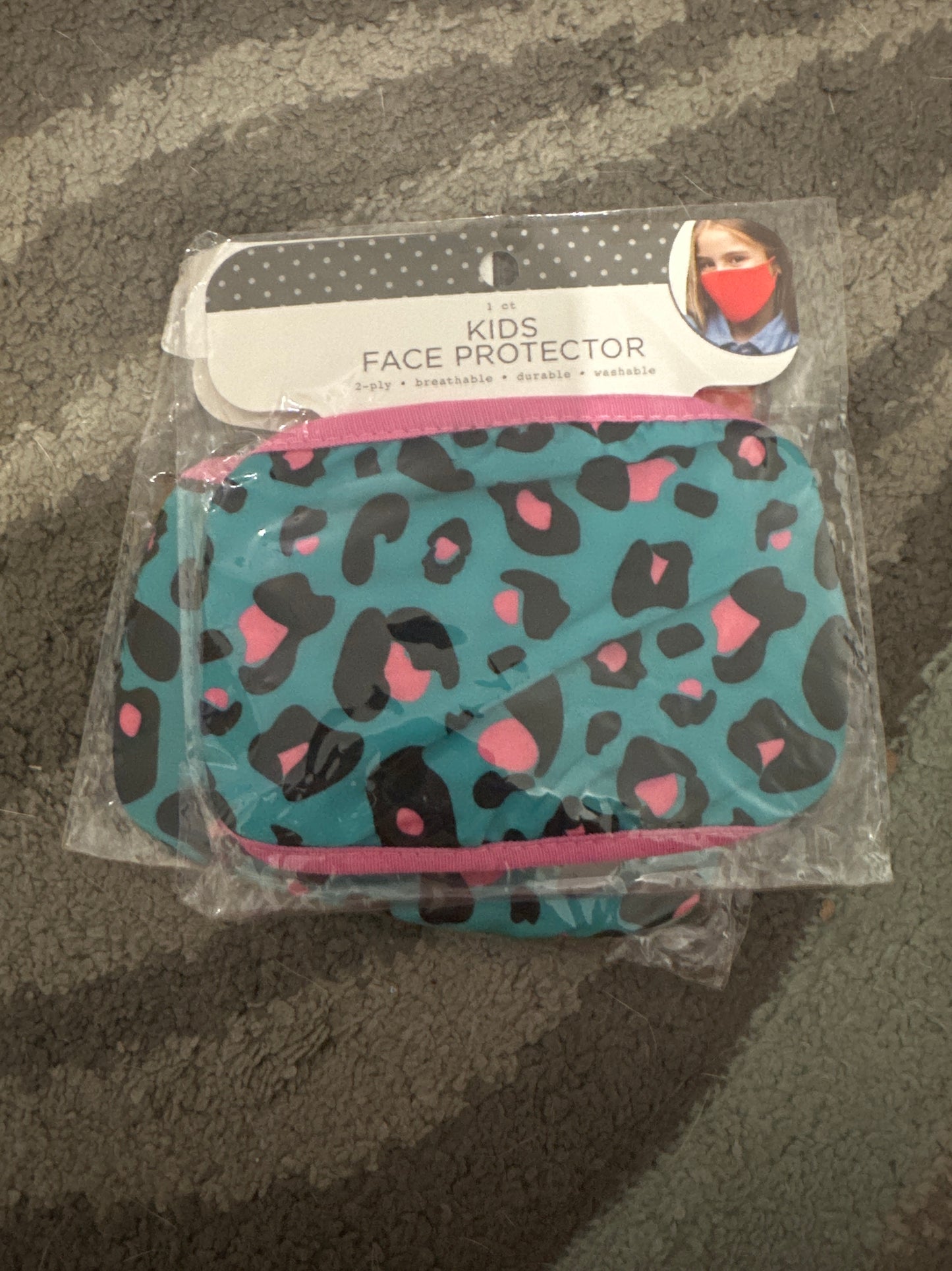 Teal Leopard Print Kids Masks