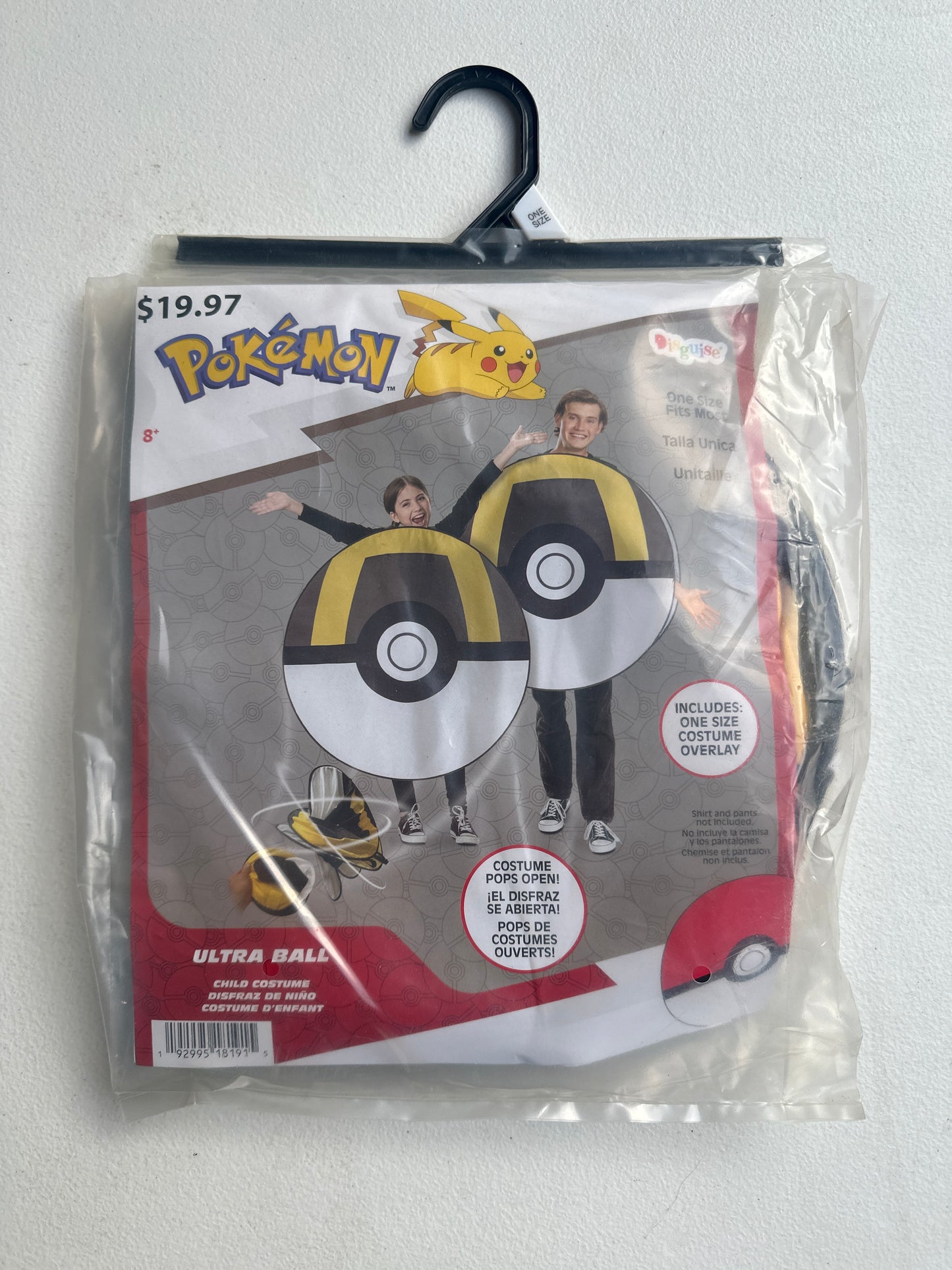 Pokemon Poke Ball Ultra Ball Pop-Out Costume, Child and Adult Ages 8+