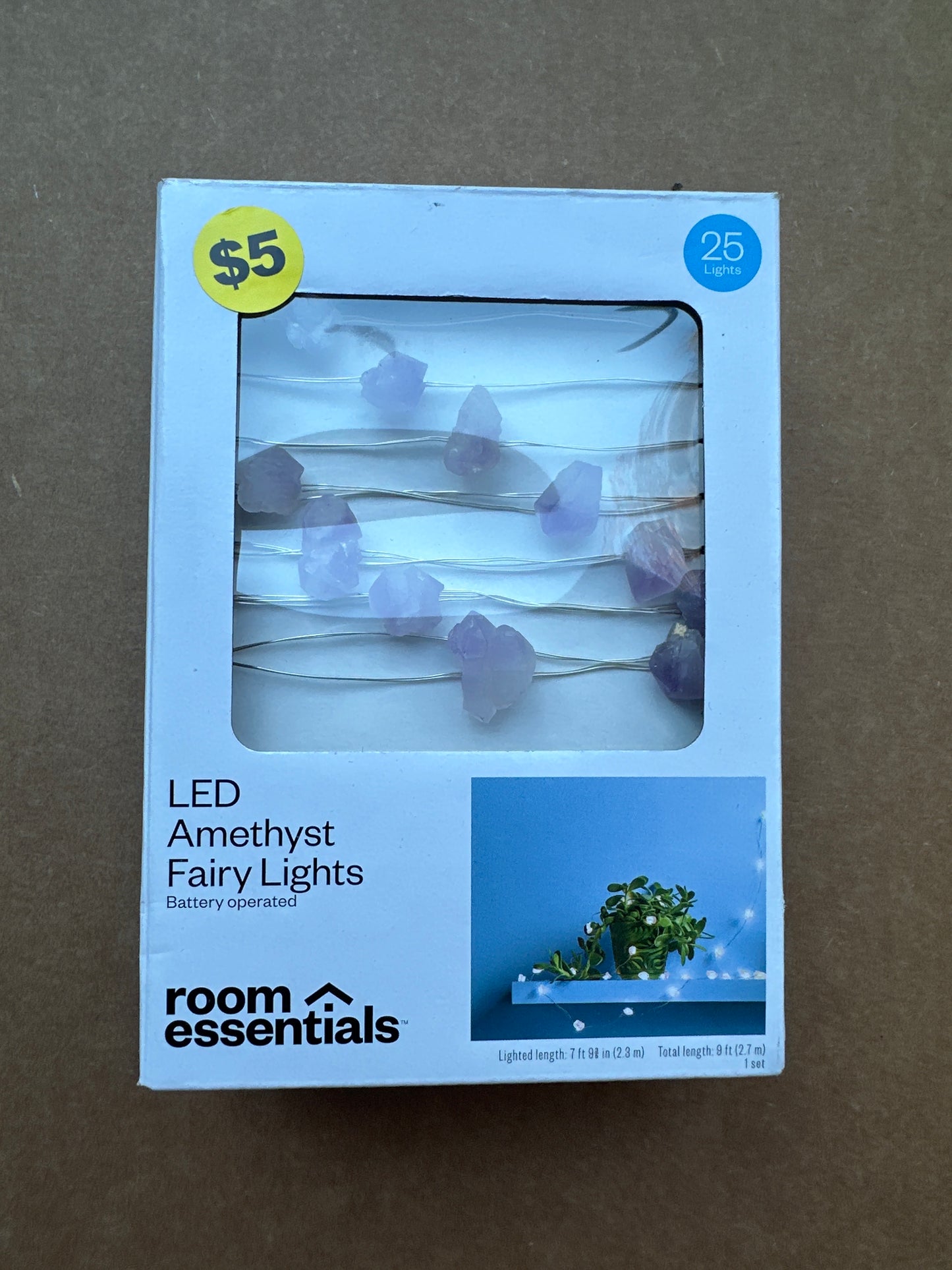 Amethyst Fairy Lights Purple - Room Essentials™: LED Indoor Novelty String Lights for Dorm Decor, USB/Battery Powered