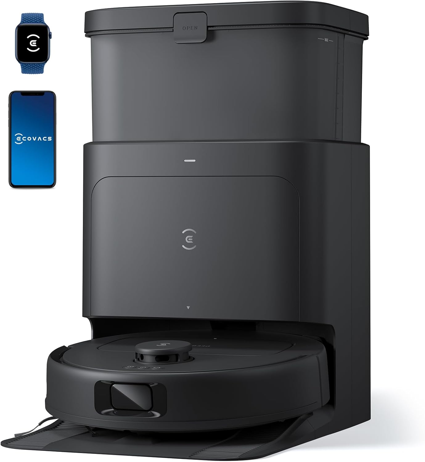 ECOVACS Robotics - N30 PRO OMNI Robot Vacuum & Spinning Mop with Auto-Cleaning Station - Black