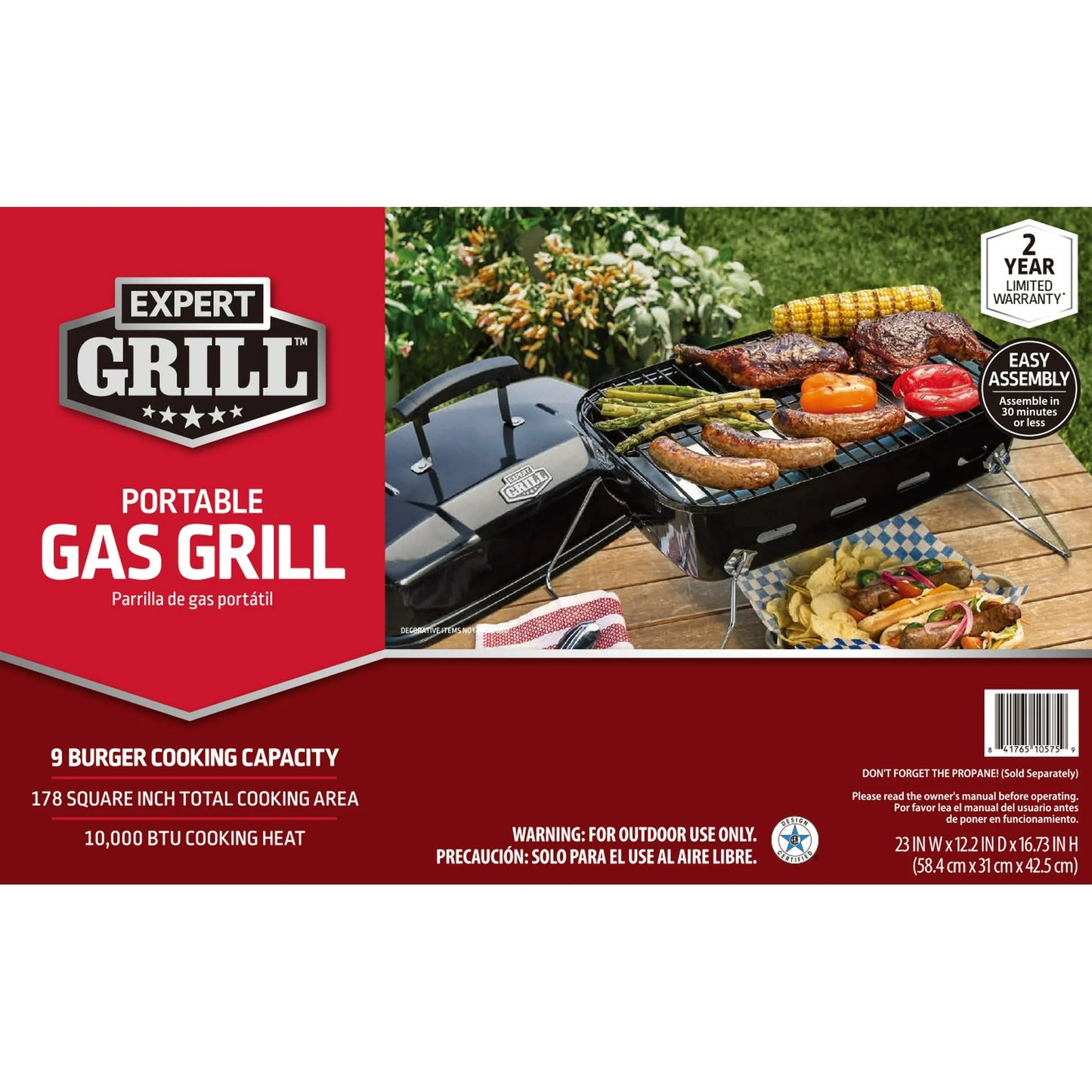 Expert Grill 1-Burner Black Propane Gas 17.5" Portable Tabletop Grill, with Removable Lid