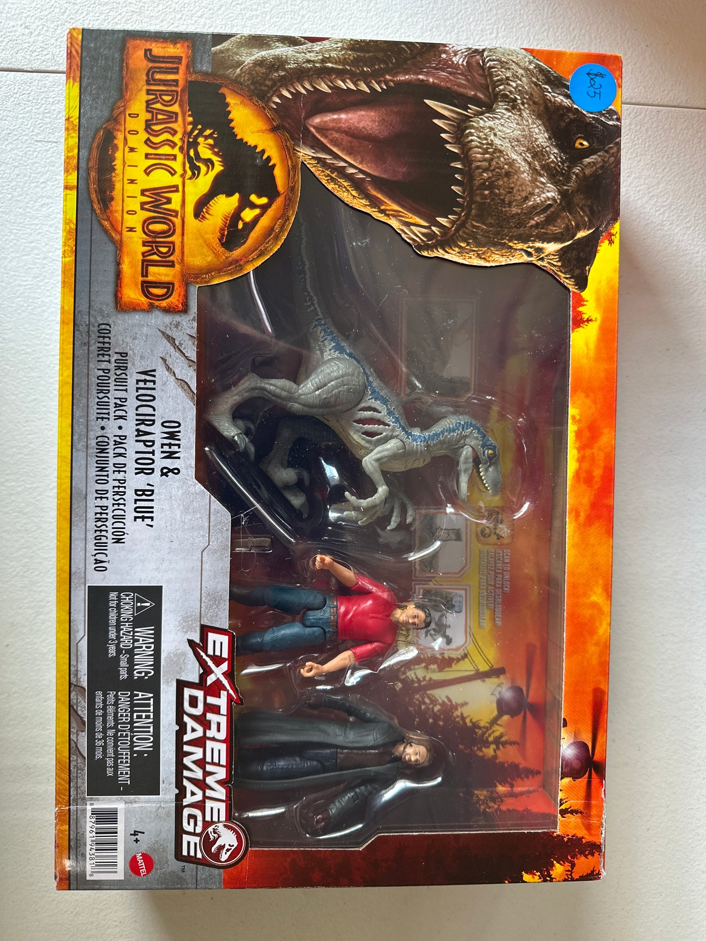 Jurassic World Dominion - Owen & Velociraptor Blue Extreme Danger Pursuit Pack of 3 Articulated Figures