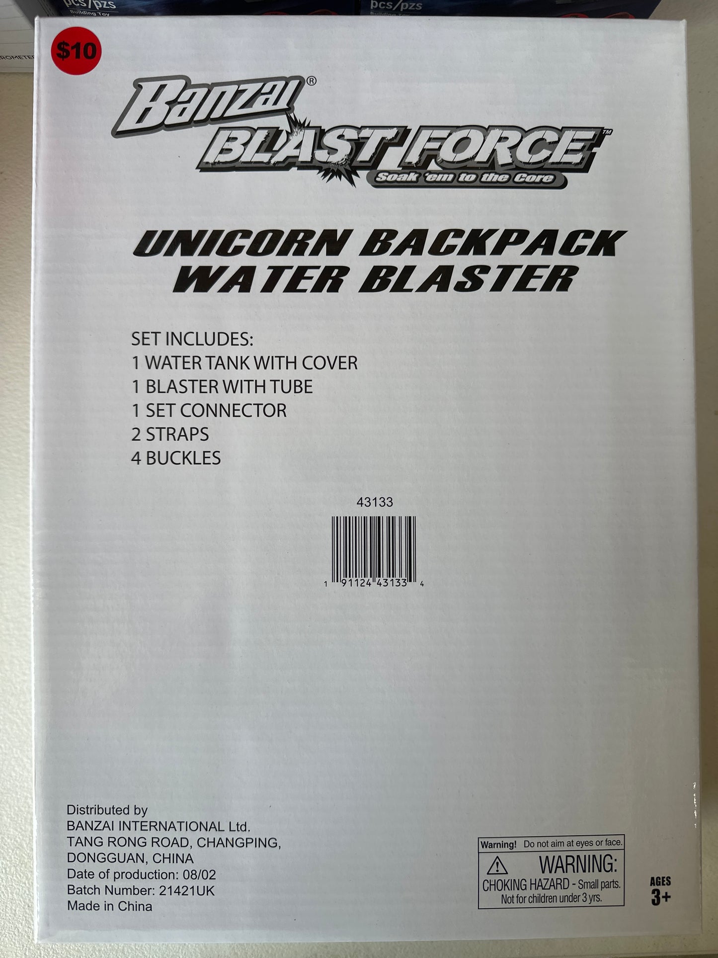 Banzai Unicorn Water Blaster with Wearable Water Storage Backpack