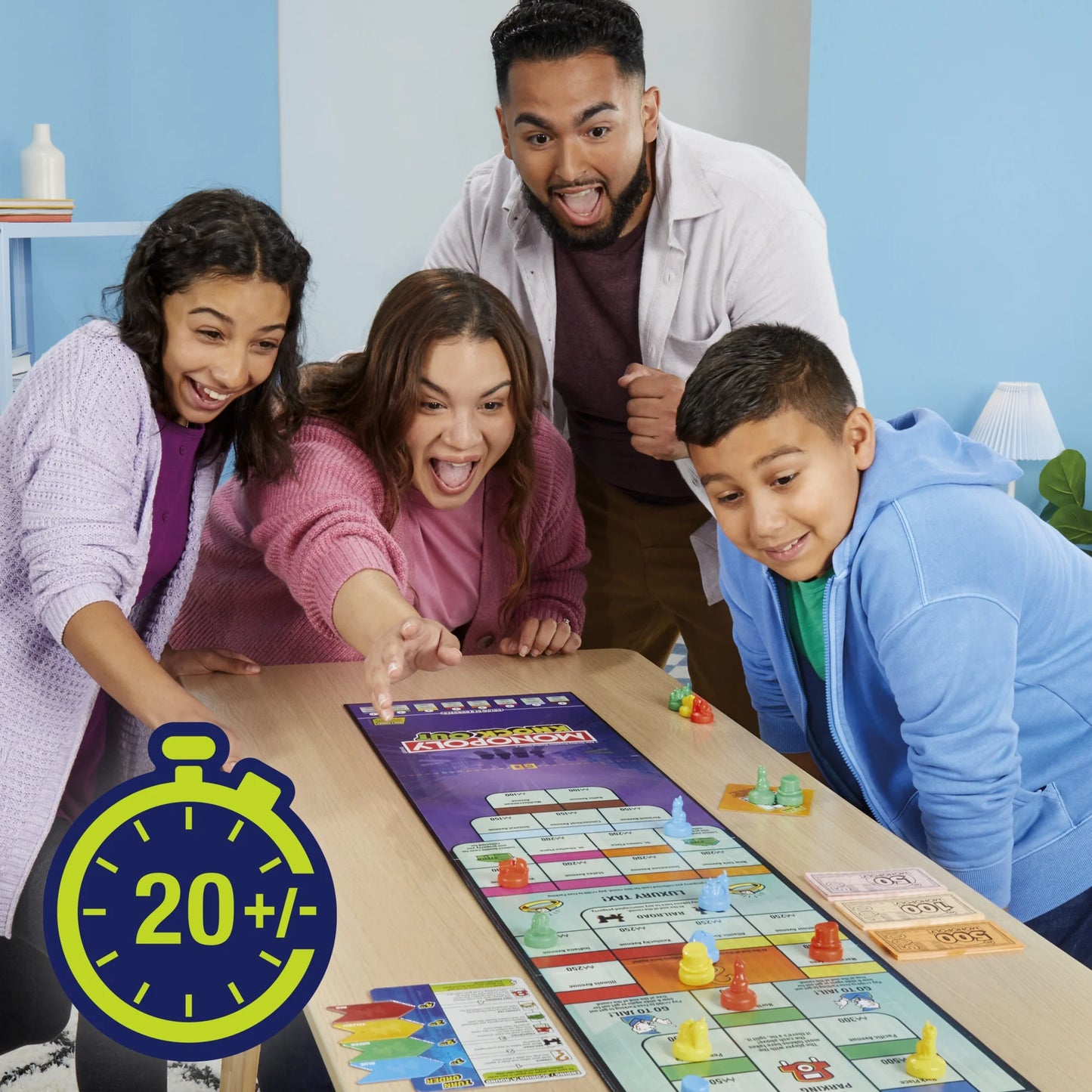 Monopoly Knockout Family Party Game, Quick-Playing Board Games for Ages 8+, 2-8 Players, 20 Mins.