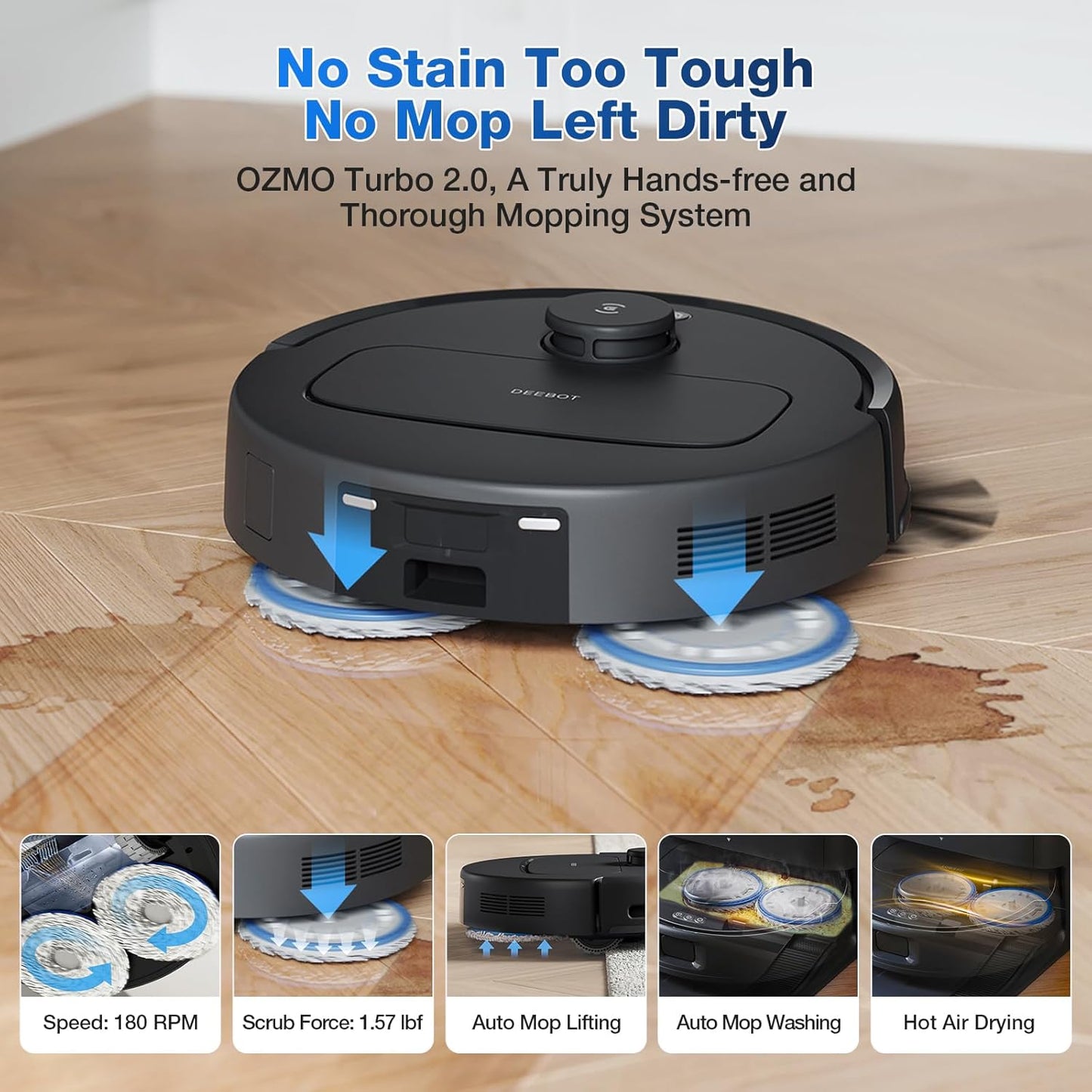 ECOVACS Robotics - N30 PRO OMNI Robot Vacuum & Spinning Mop with Auto-Cleaning Station - Black
