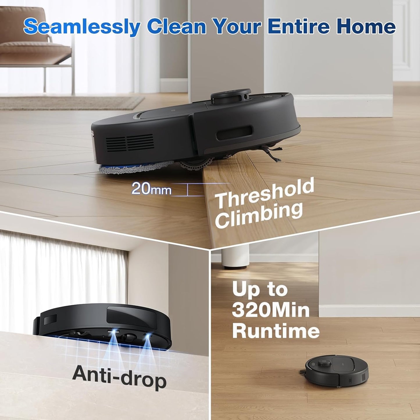 ECOVACS Robotics - N30 PRO OMNI Robot Vacuum & Spinning Mop with Auto-Cleaning Station - Black