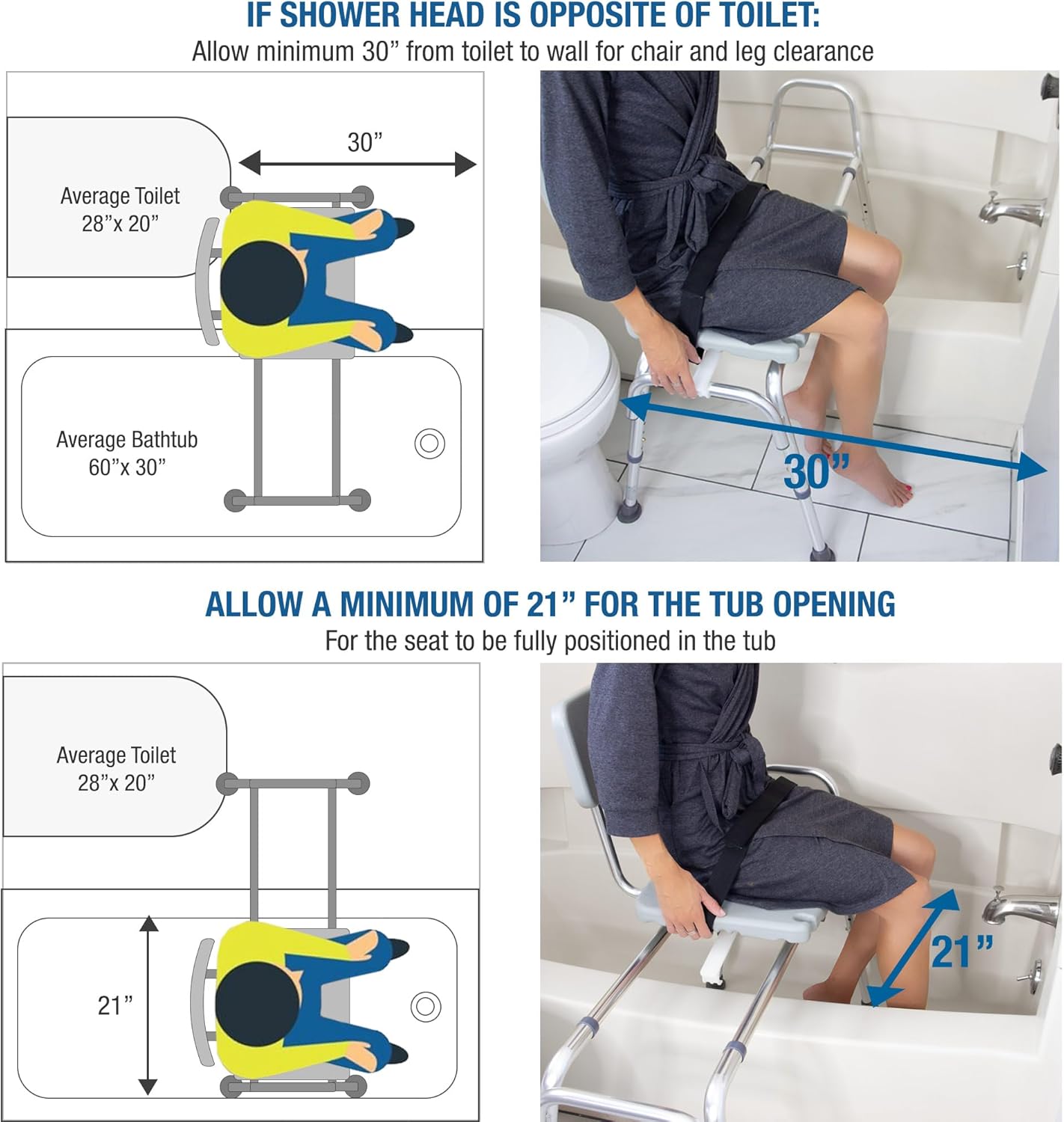 Adjustable Seat Height and Cut Out Access, Holds Weight up to 400 Lbs, Bath and Shower Safety, Transfer Bench