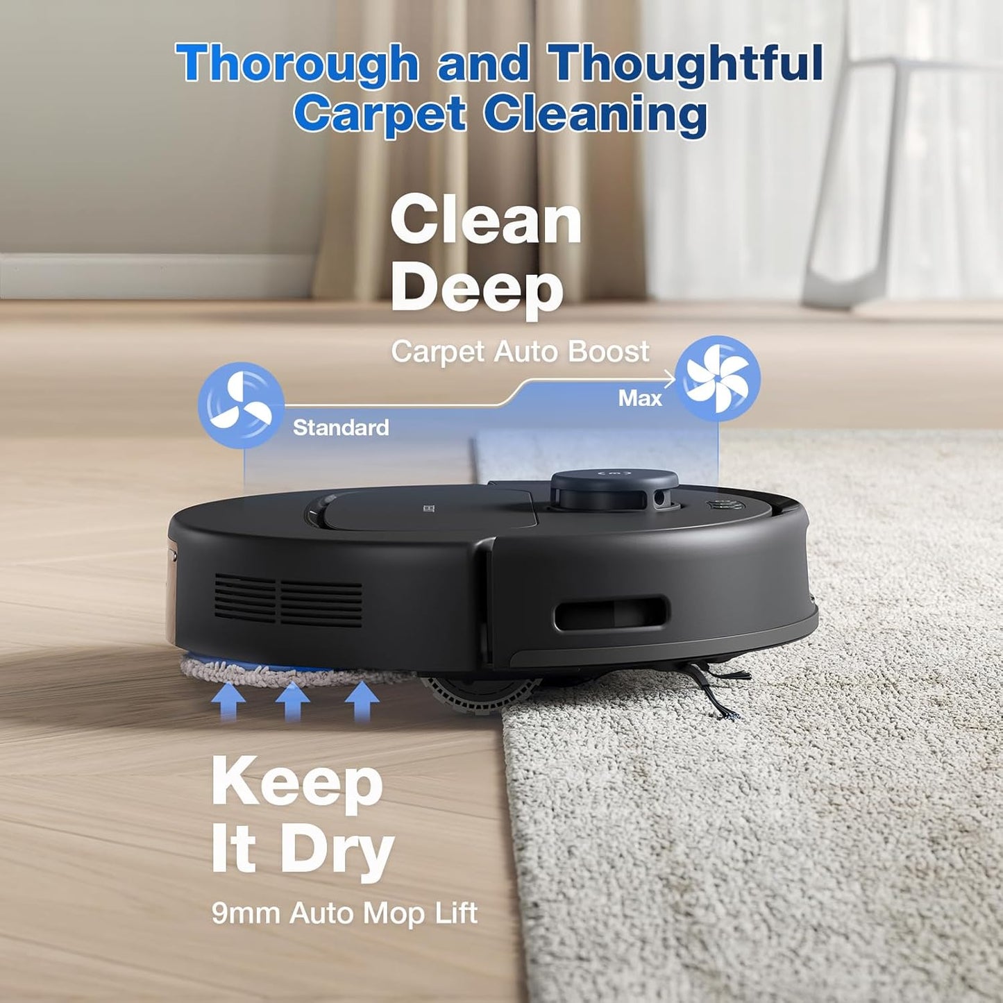 ECOVACS Robotics - N30 PRO OMNI Robot Vacuum & Spinning Mop with Auto-Cleaning Station - Black