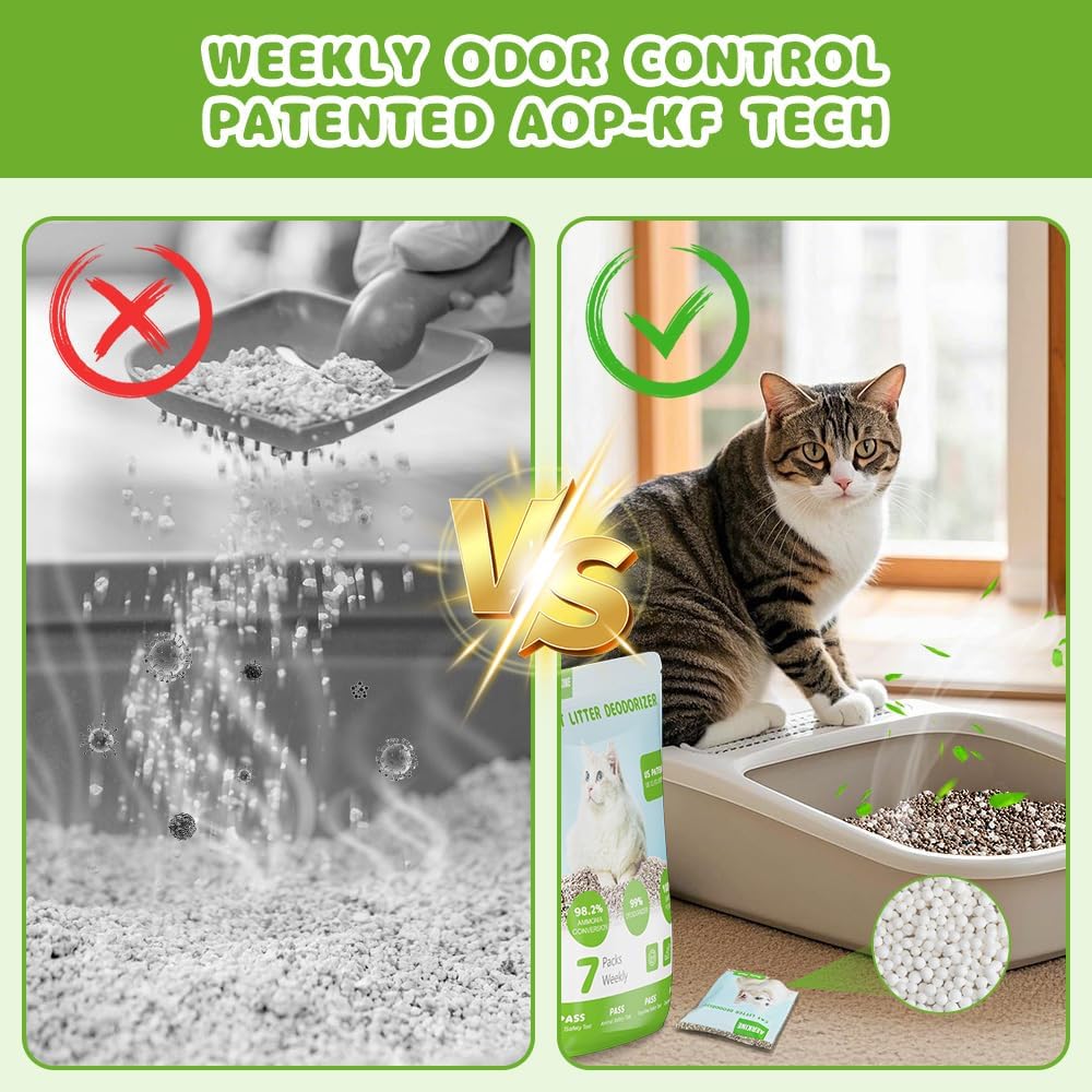 Cat Litter Deodorizer - Pet Odor Eliminator For Home Non Toxic and Safe for Kittens, Cat Box Odor Eliminator (30packs)
