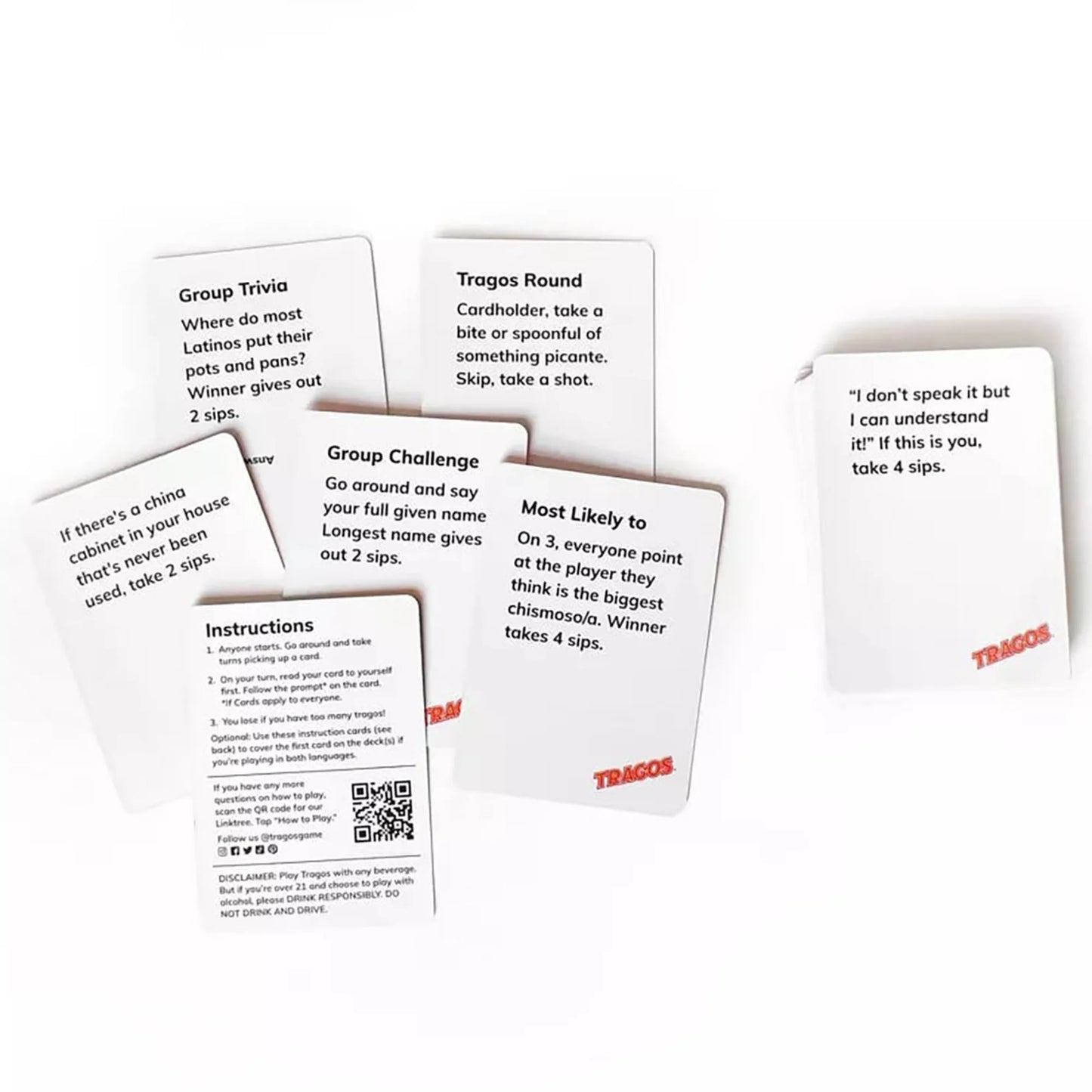 Tragos: Bilingual - English Y Espanol - The Party Game for Latinos, Relatable Hilarious Cultural Spanglish Adult Card Game, Fun Prompts & Dares