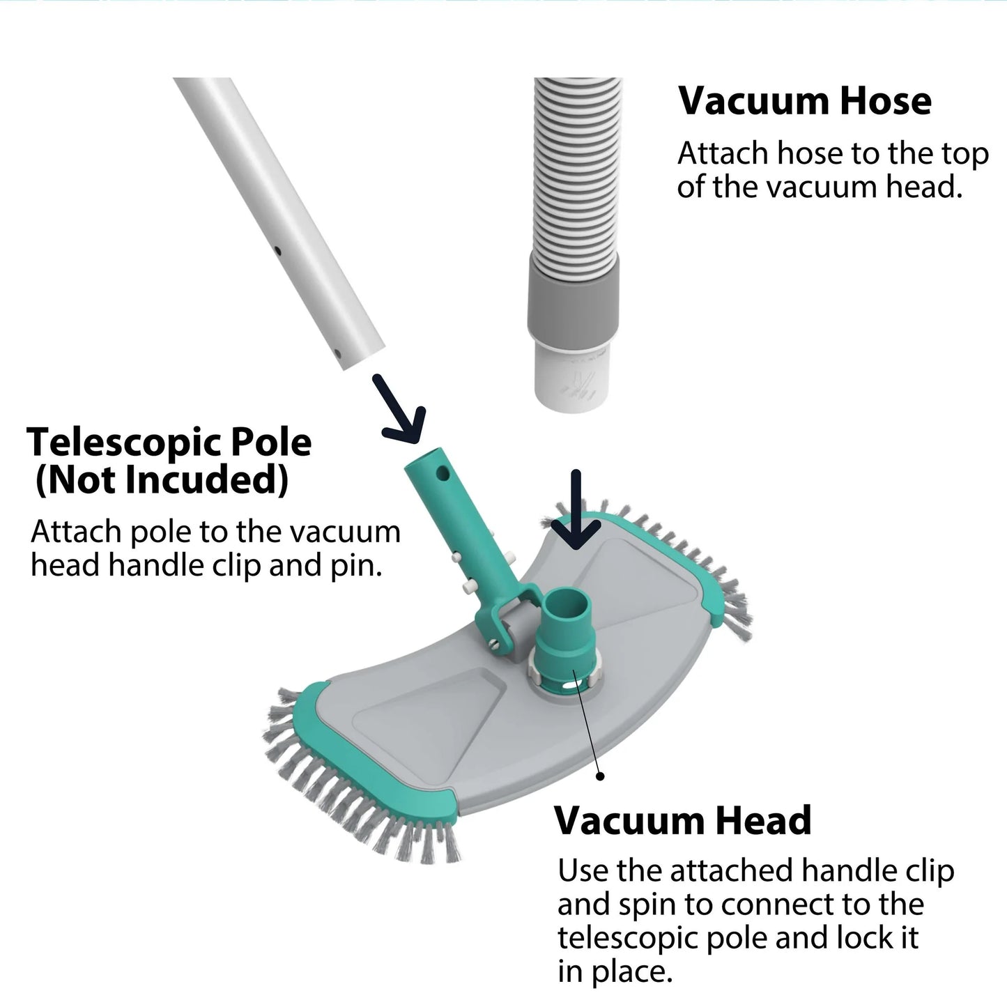 Mainstays Cleaning Kit for Pools - Two Piece - Teal & Grey & White