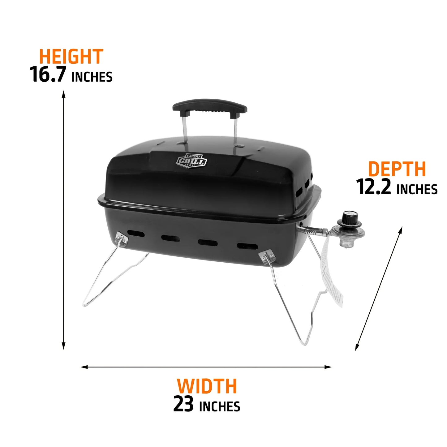Expert Grill 1-Burner Black Propane Gas 17.5" Portable Tabletop Grill, with Removable Lid