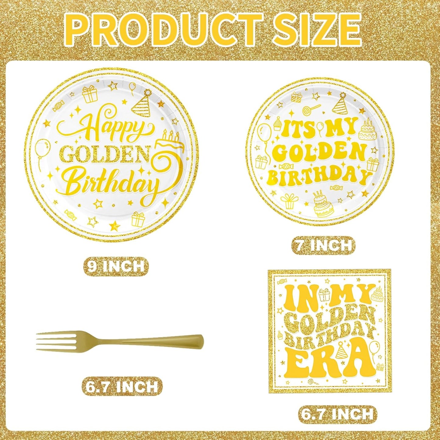 Golden Birthday Party Decorations, 96Pcs