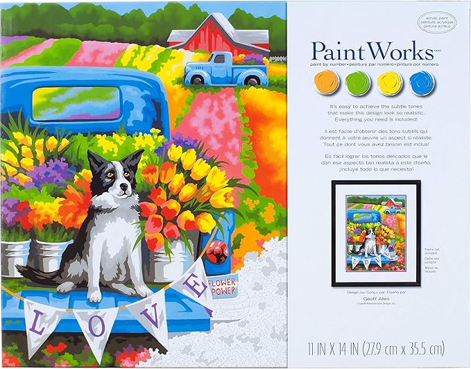 Paint Works Paint by Number Kit 11"X14" - Flower Power Dog
