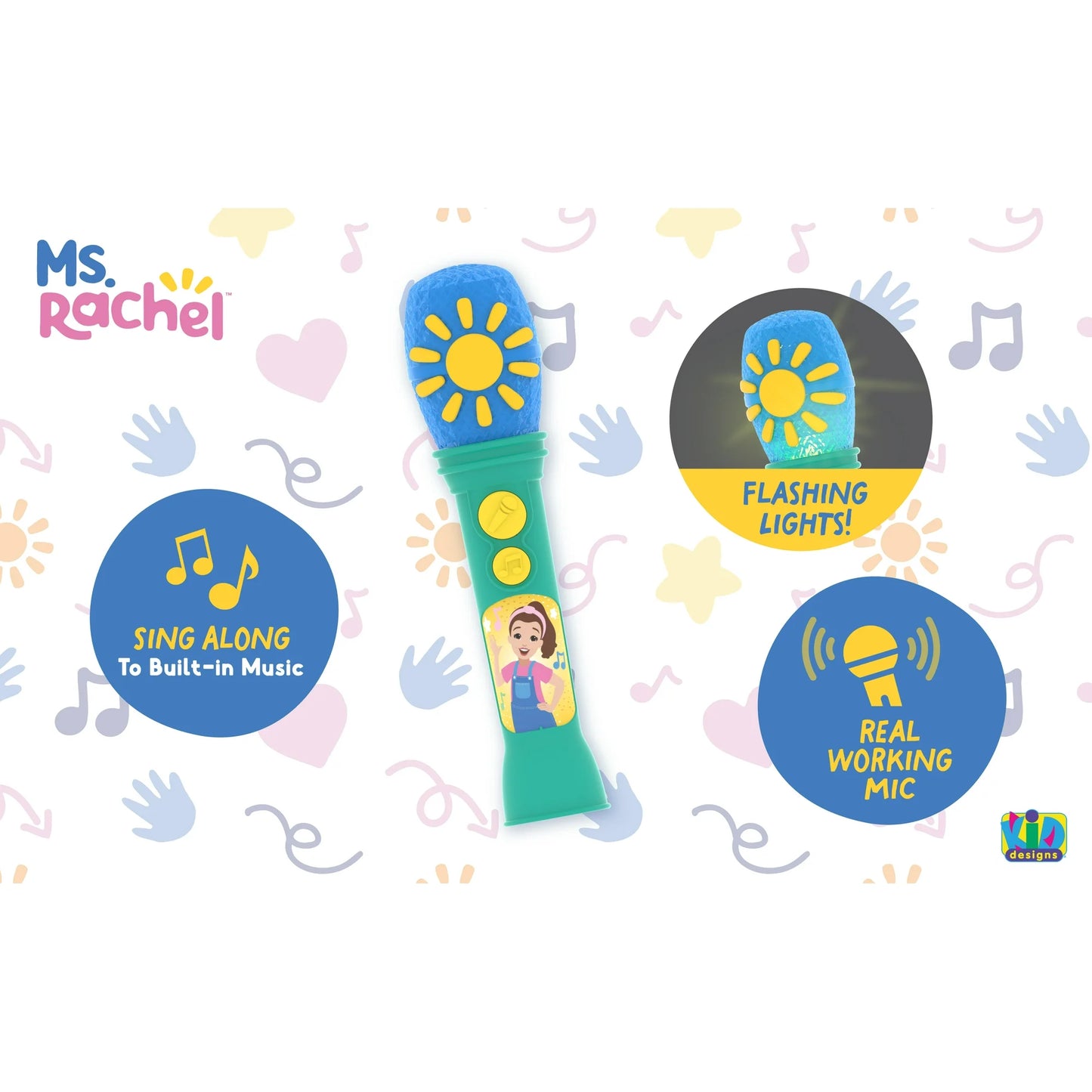 Ms. Rachel Sing Along Microphone, Includes Built-in Music and Lights, Children Ages 18+ Months