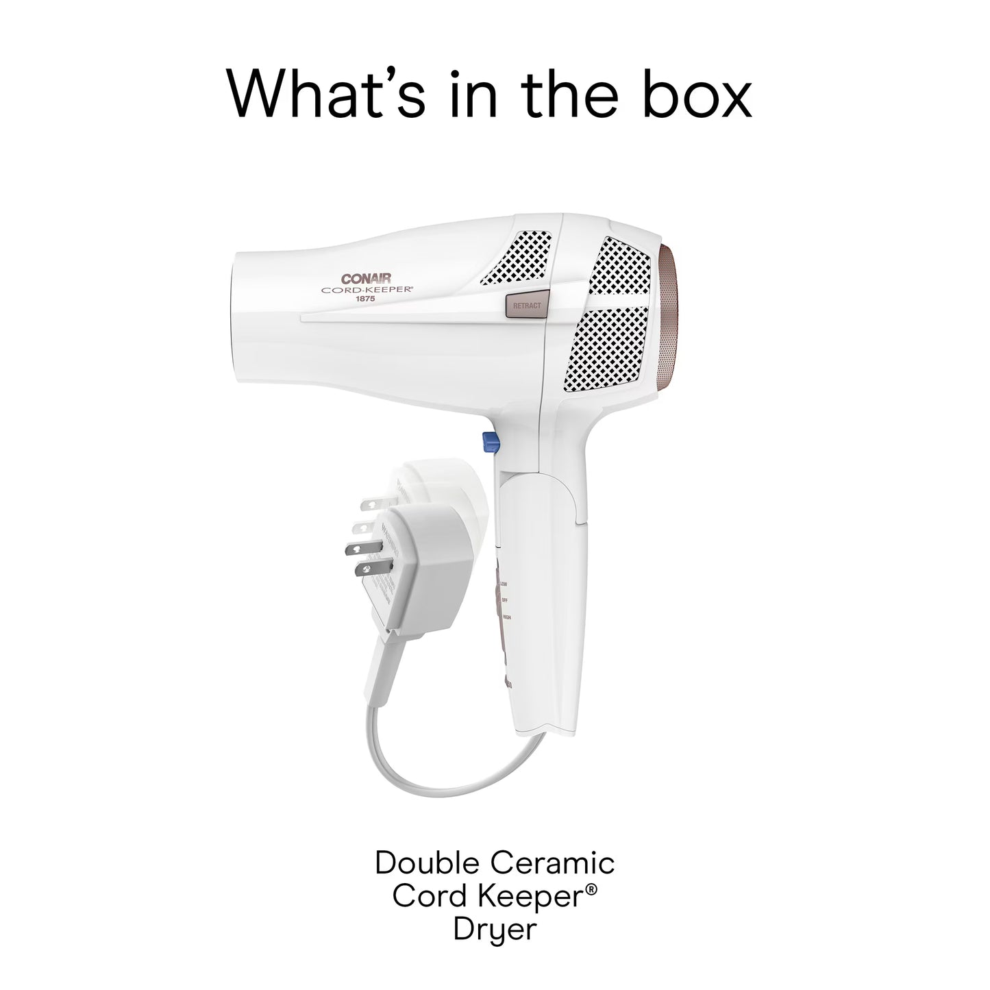 Conair Double Ceramic Travel Hair Dryer, 1875 Watts, Dual Voltage, Folding Handle