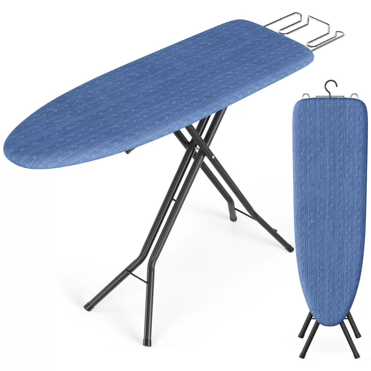SONGMICS HOME Ironing Board, Foldable Iron Board, Height Adjustable up to 35 Inches, with 4 Layered Cover and Pad, Iron Rest, Steel X-Legs