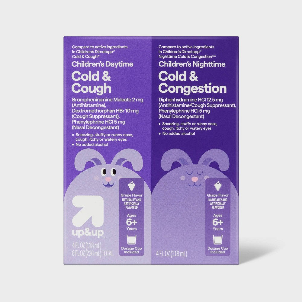 Children's Multi-Symptom Day & Night Cold Relief Liquid - Grape - 2pk/4 fl oz - up&up™