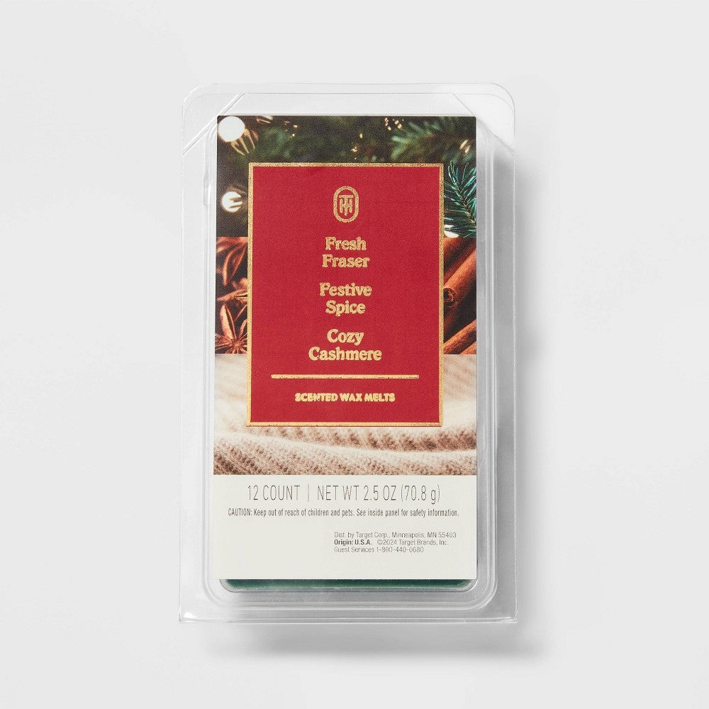 12ct Holiday Fresh Fraser, Festive Spice and Cozy Cashmere Wax Melt - Threshold™