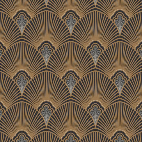 Sublime Art Deco Black and Gold Wallpaper- 11ydsx20.5in