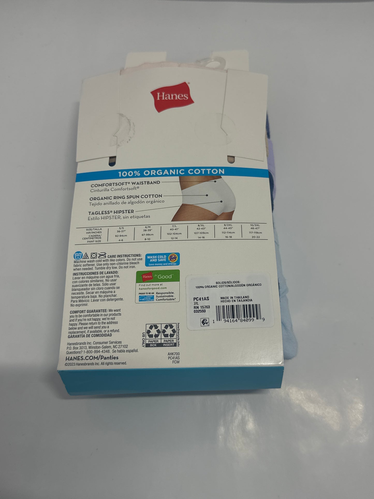 Hanes Pure Comfort Hipsters – 6-Pack Organic Cotton Underwear Size 7