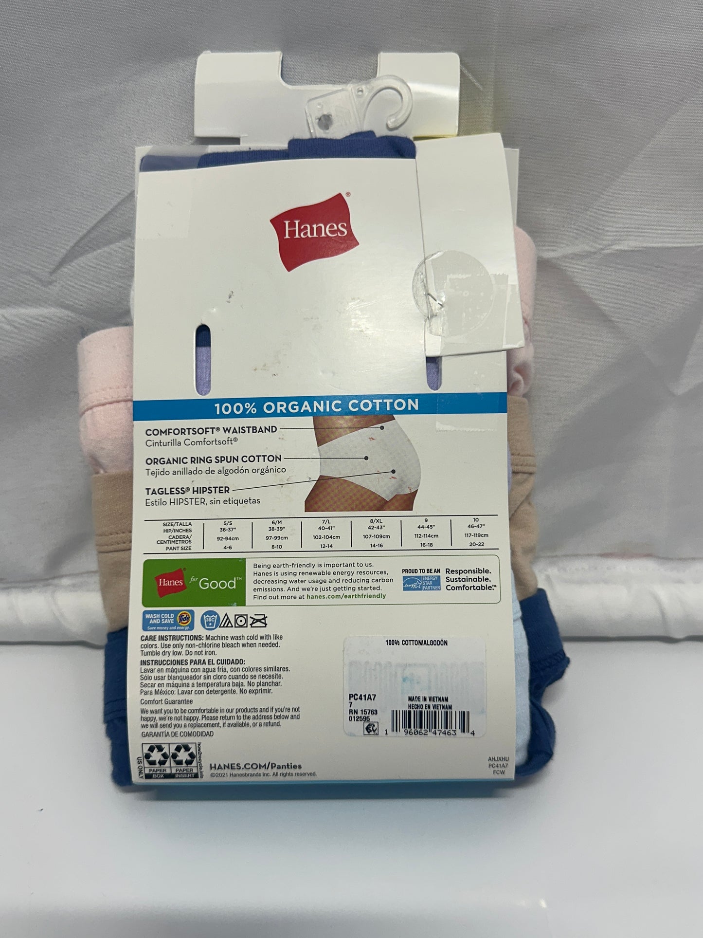 Hanes Pure Comfort™ Hipsters – 7 Pack 100% Organic Cotton Size 7