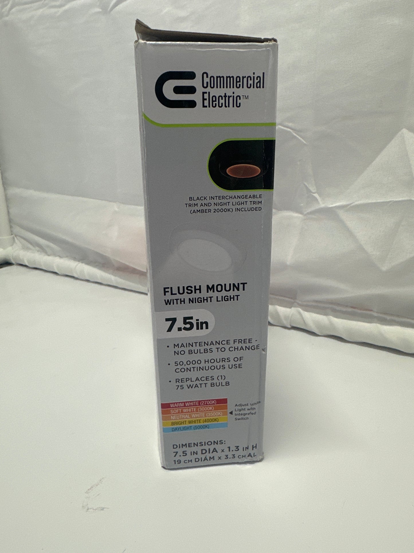 Commercial Electric 7.5 Twist Lift Flush Mount LED Ceiling Light with Night Light