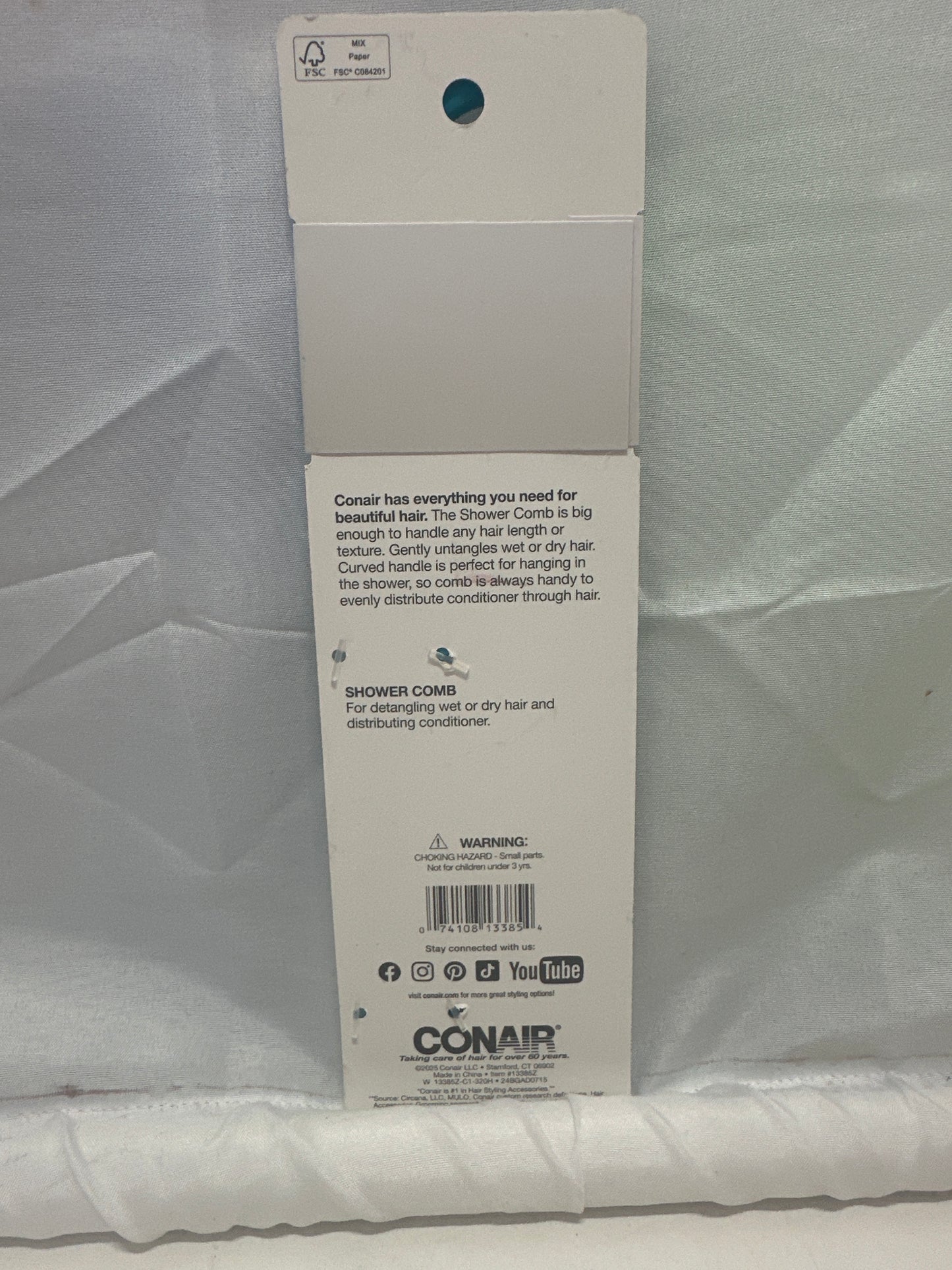 Conair Shower Comb Detangle & Smooth Wide Tooth Comb Blue