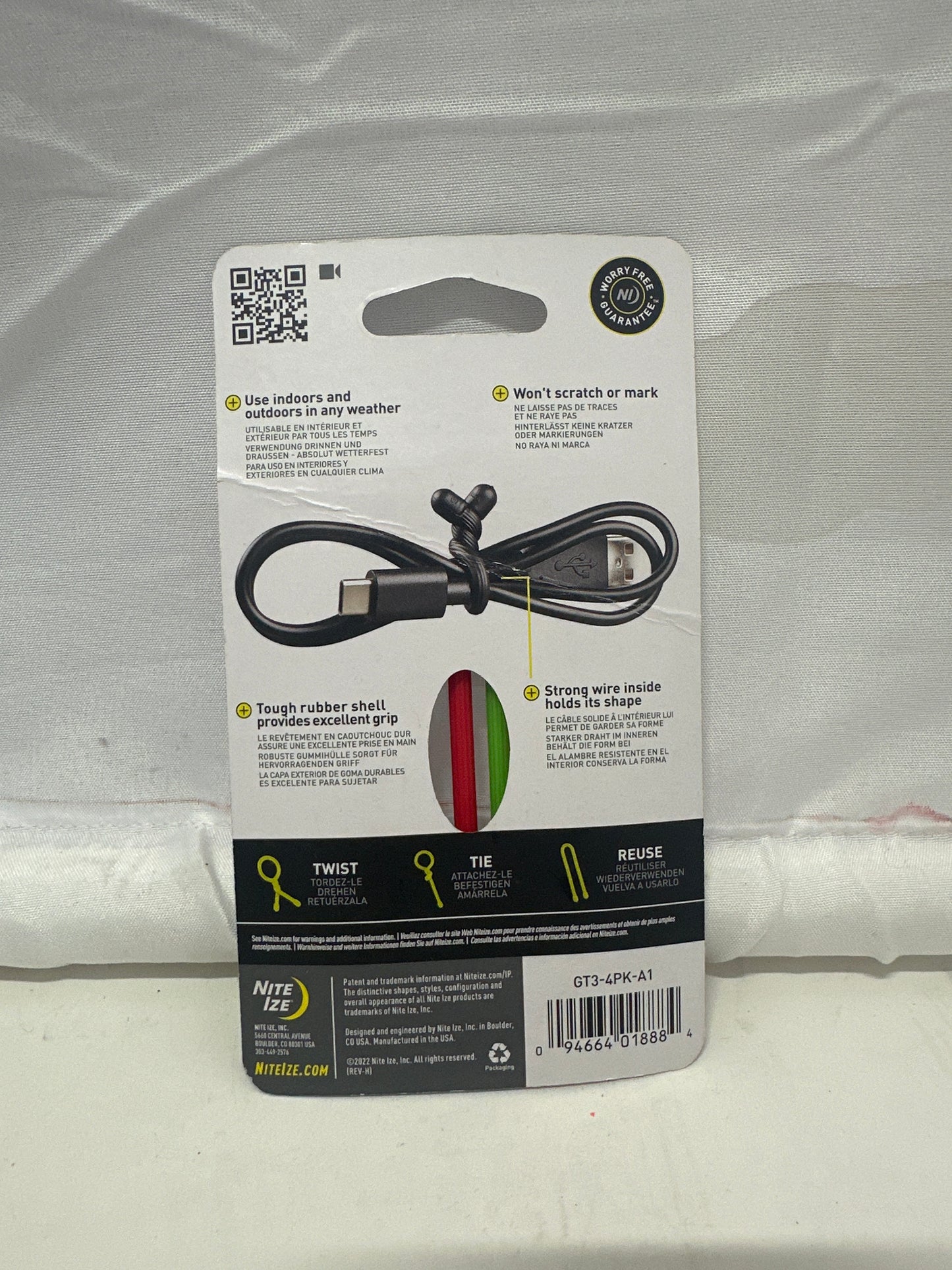 Nite Ize Gear Tie Original Reusable Rubber Twist Ties (4 Pack)