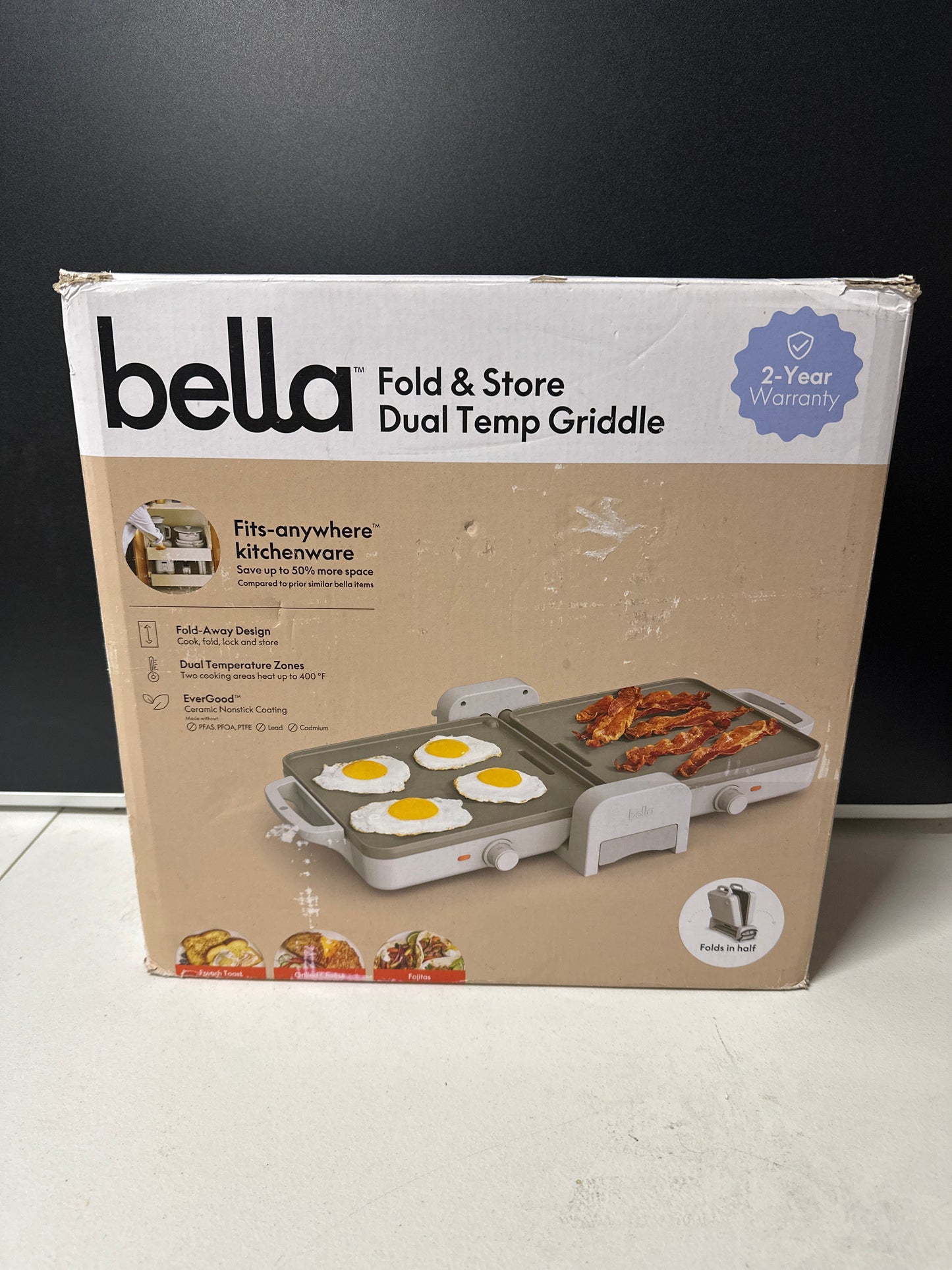 bella Fold and Store Dual Temp Griddle Oatmilk