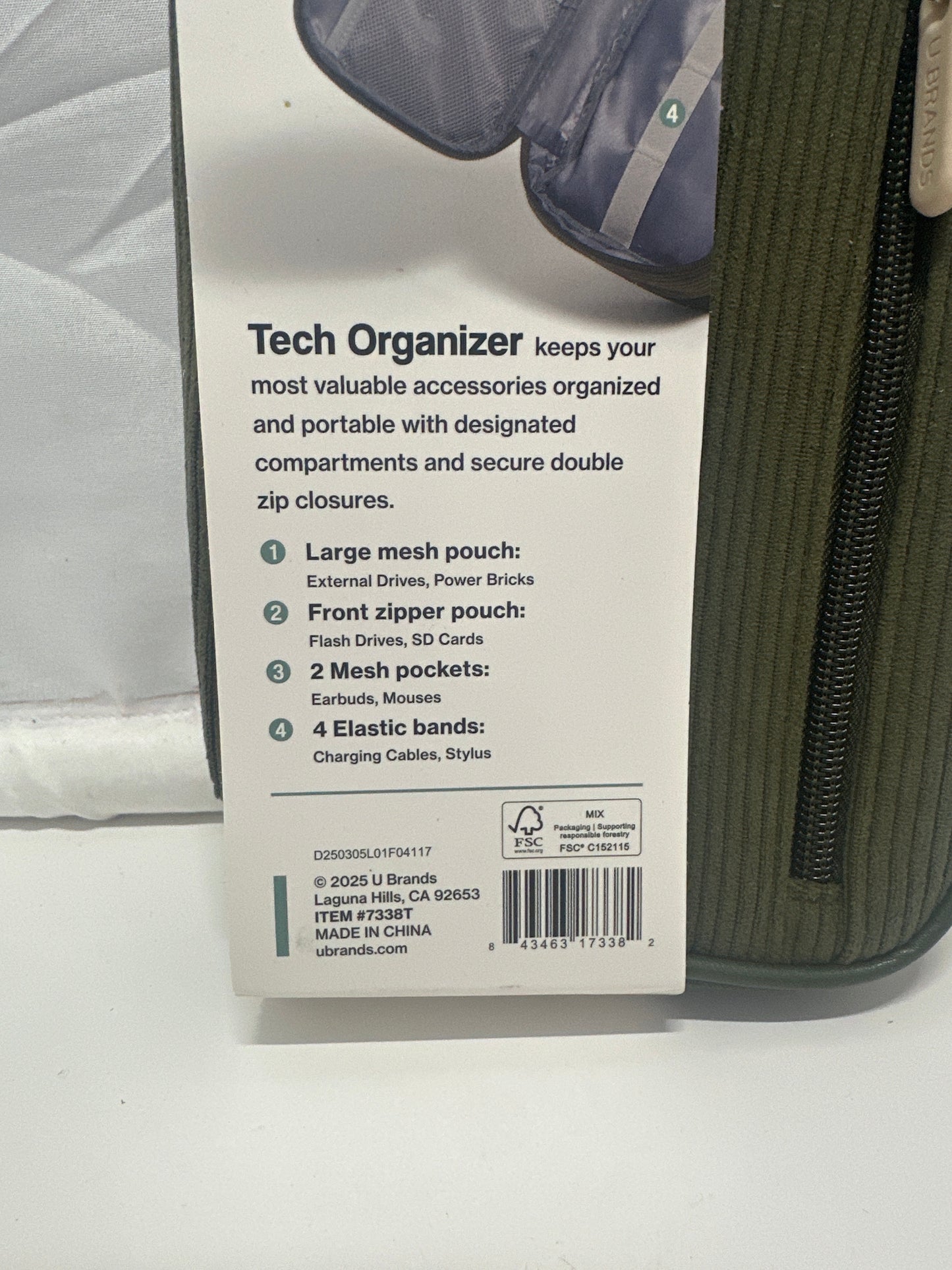 U Brands Tech Organizer Case 8x5.25 Portable Storage Green