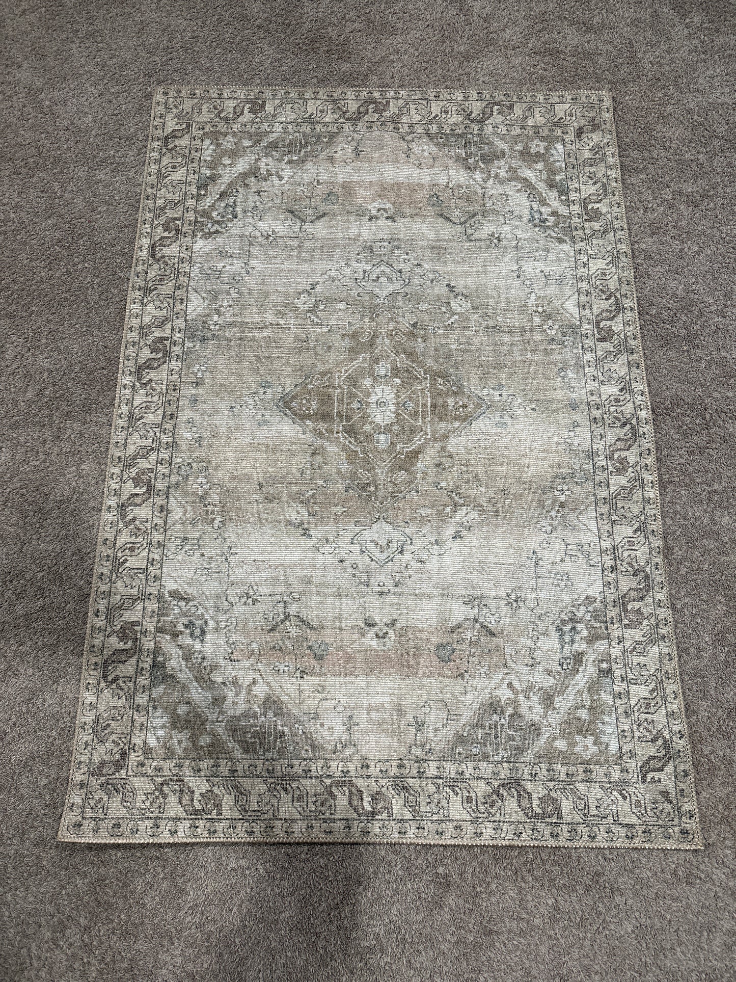 Hillstone Collection Traditional Vintage Medallion Ahmeira Beige 4 ft. x 6 ft. Area Rug
