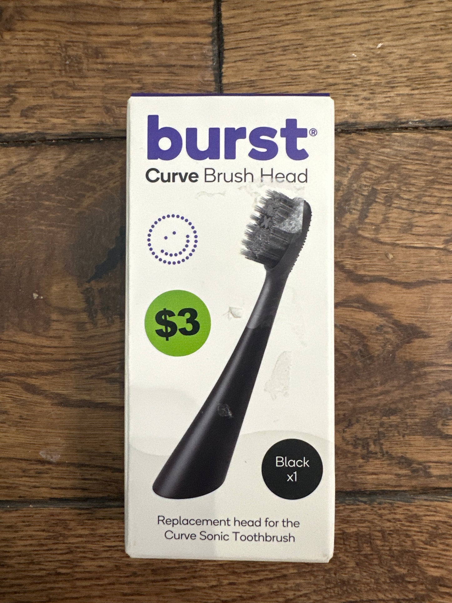 Burst Curve Sonic Toothbrush Replacement Head, Black, 1 Count