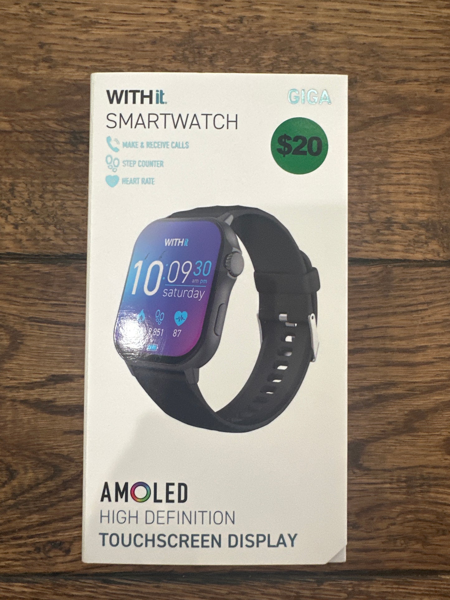 WITHit Giga Smartwatch with AMOLED 2.04" High-Definition Touchscreen Display, Black