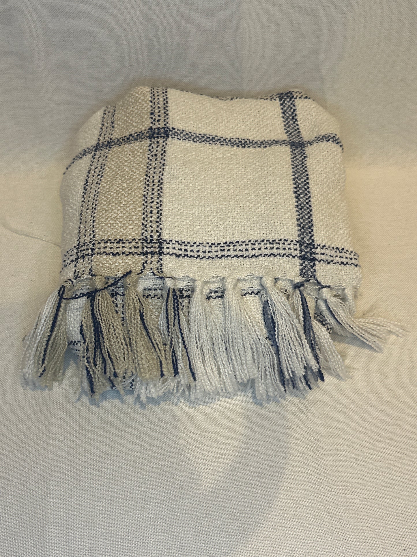 Soft Woven Plaid Throw Blanket Sour Cream/Blue - Hearth & Hand™ with Magnolia-Cream/Blue