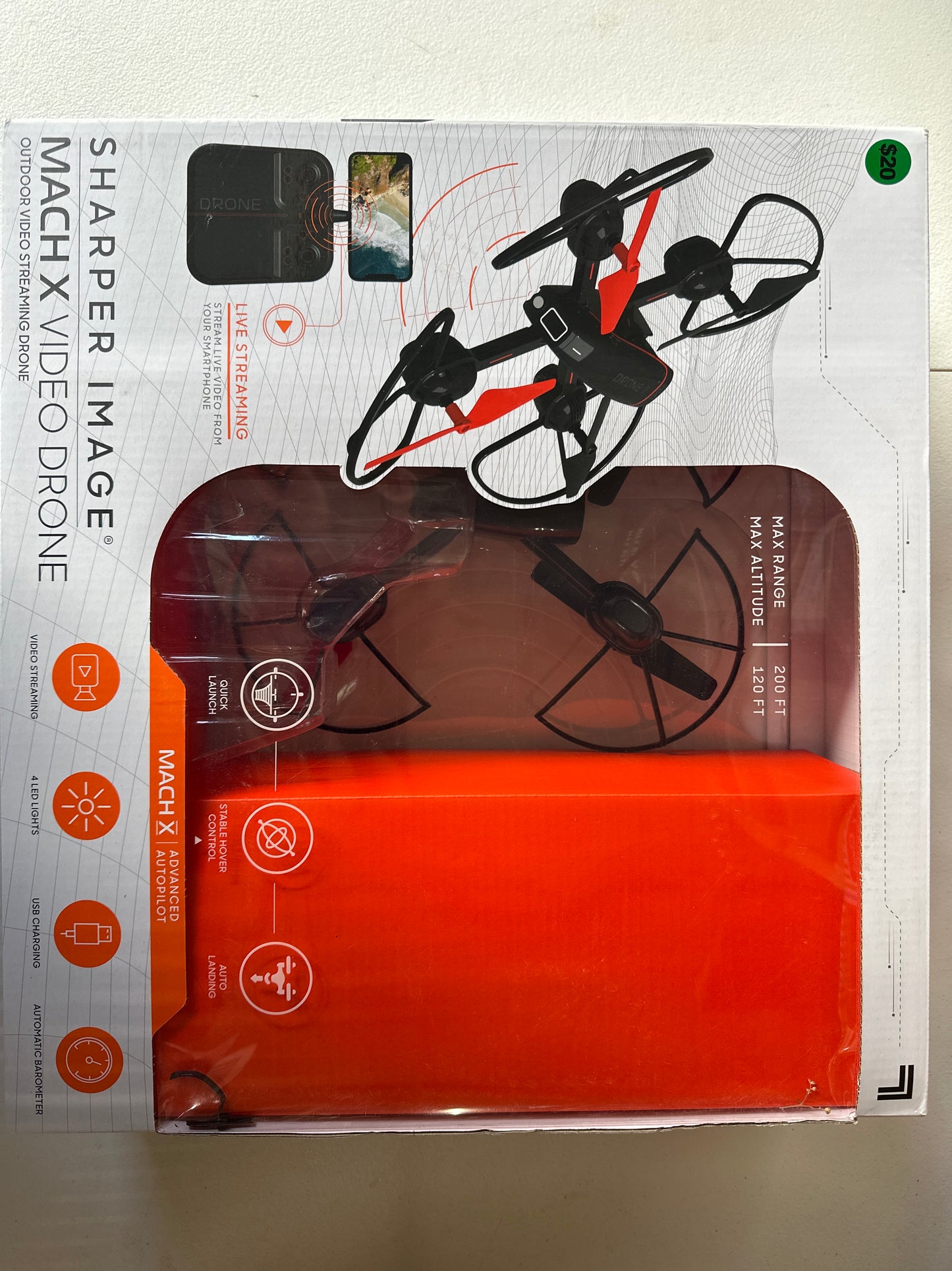 Sharper Image® 10" Mach X Drone with Streaming Camera, 2.4 GHz, Auto-Orientation Contro