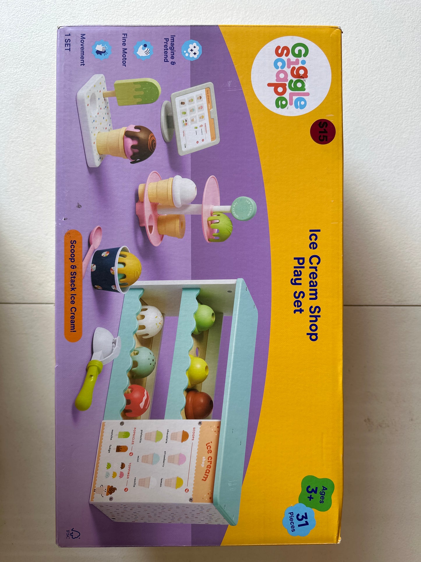 Ice Cream Shop Playset - Gigglescape™: Creative Toy Kitchen, Play Food, Ages 3+, Fine Motor Skills, 29 Pieces