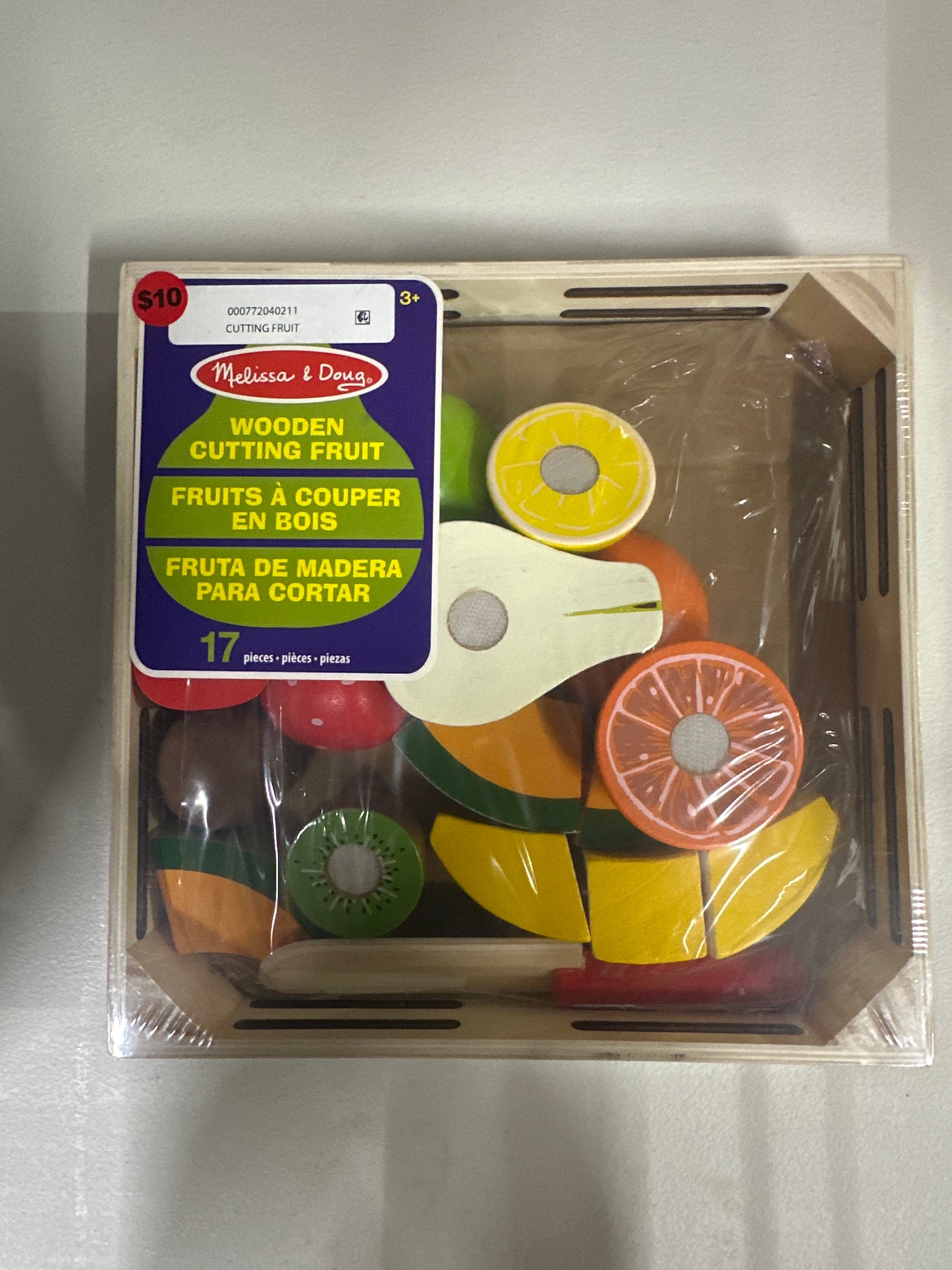 Melissa & Doug Cutting Fruit Set - Wooden Play Food Kitchen Accessory: Pretend Kitchen Wooden Toy Set, 17 Pieces