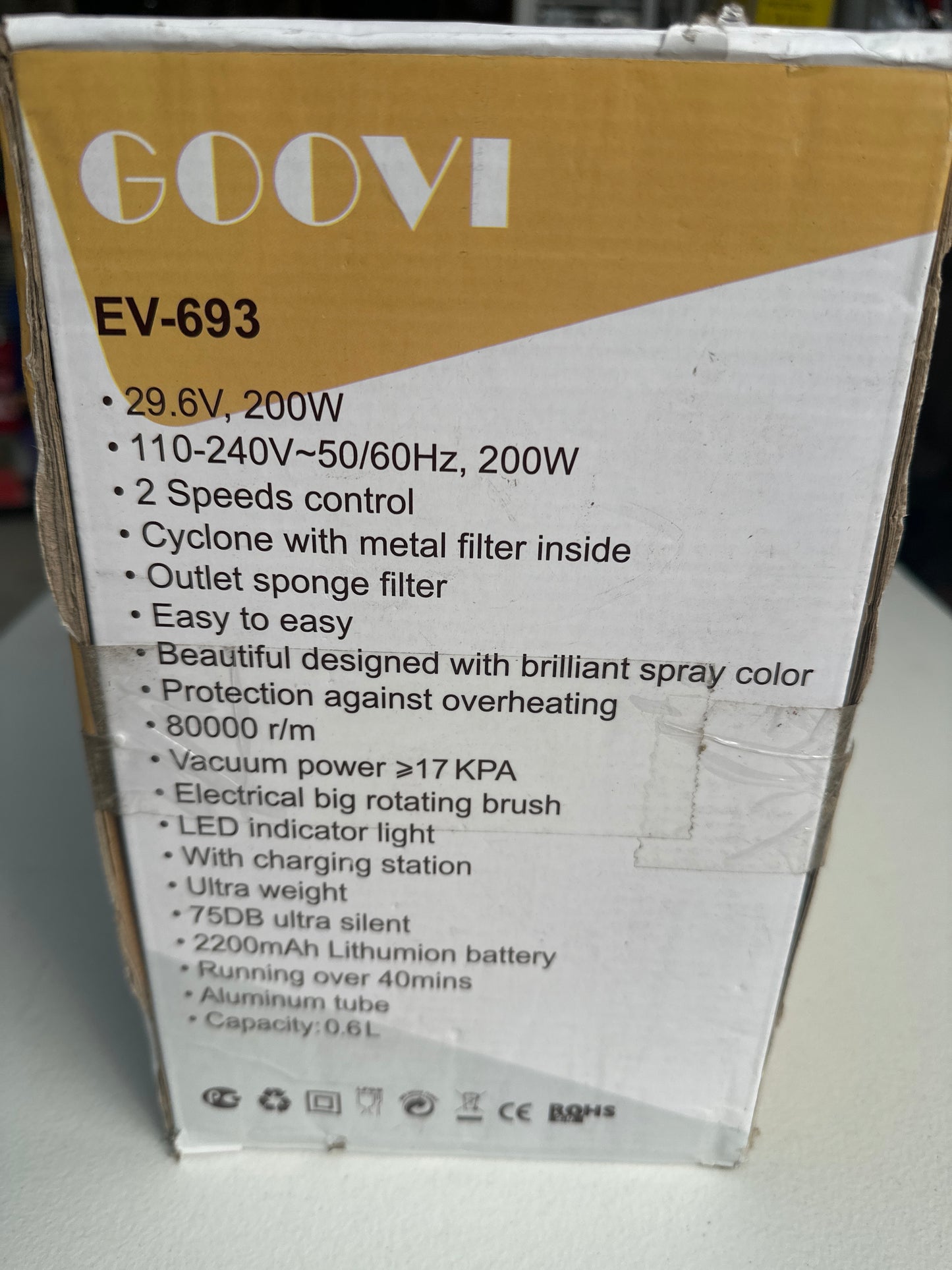 GOOVI Cordless Stick Vacuum Cleaner, Powerful Suction Lightweight Vacuum Cleaner for Hard Floor