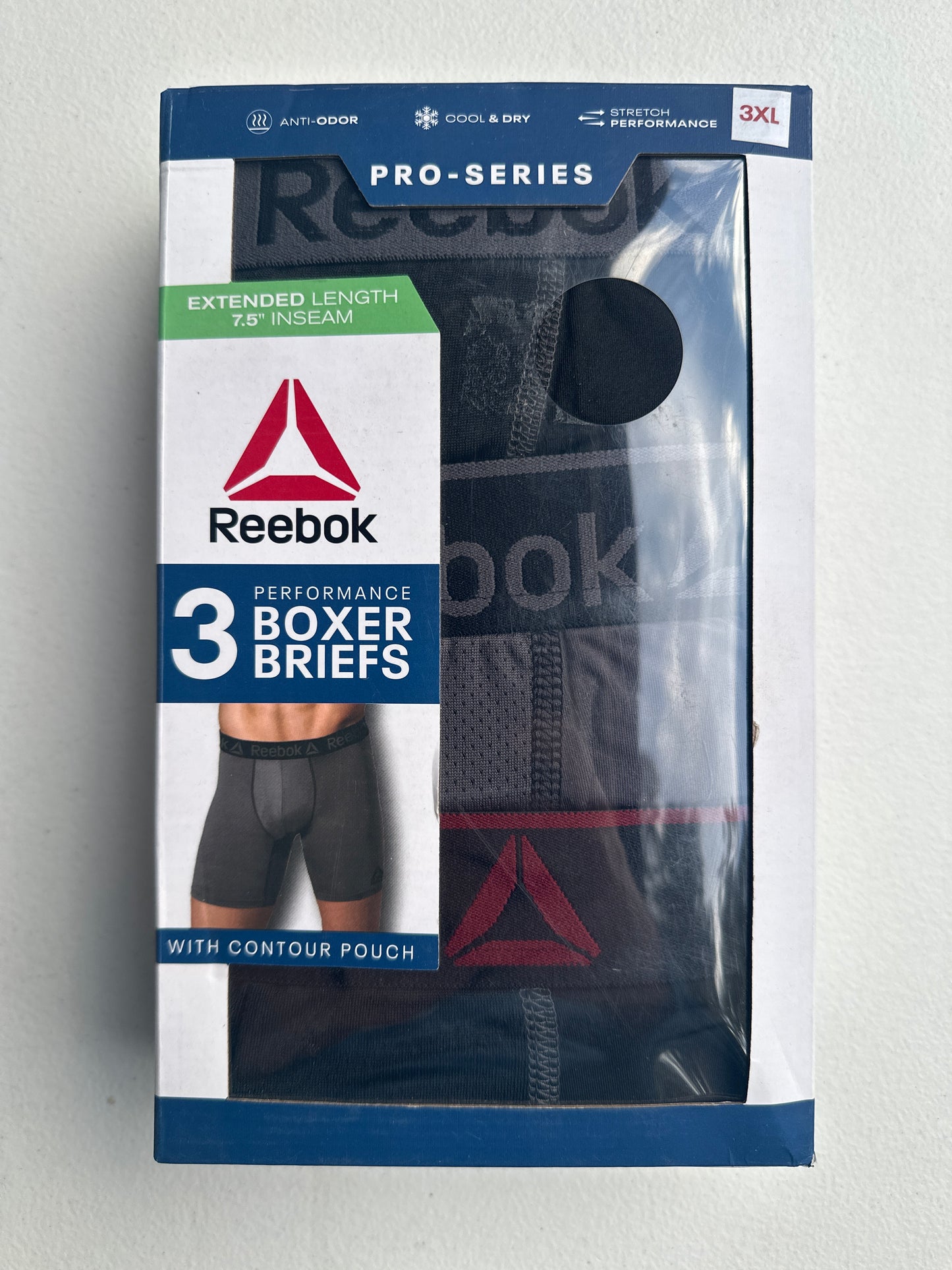 Reebok Men's Underwear Pro Series Performance Boxer Brief, 3 Pack-3XL