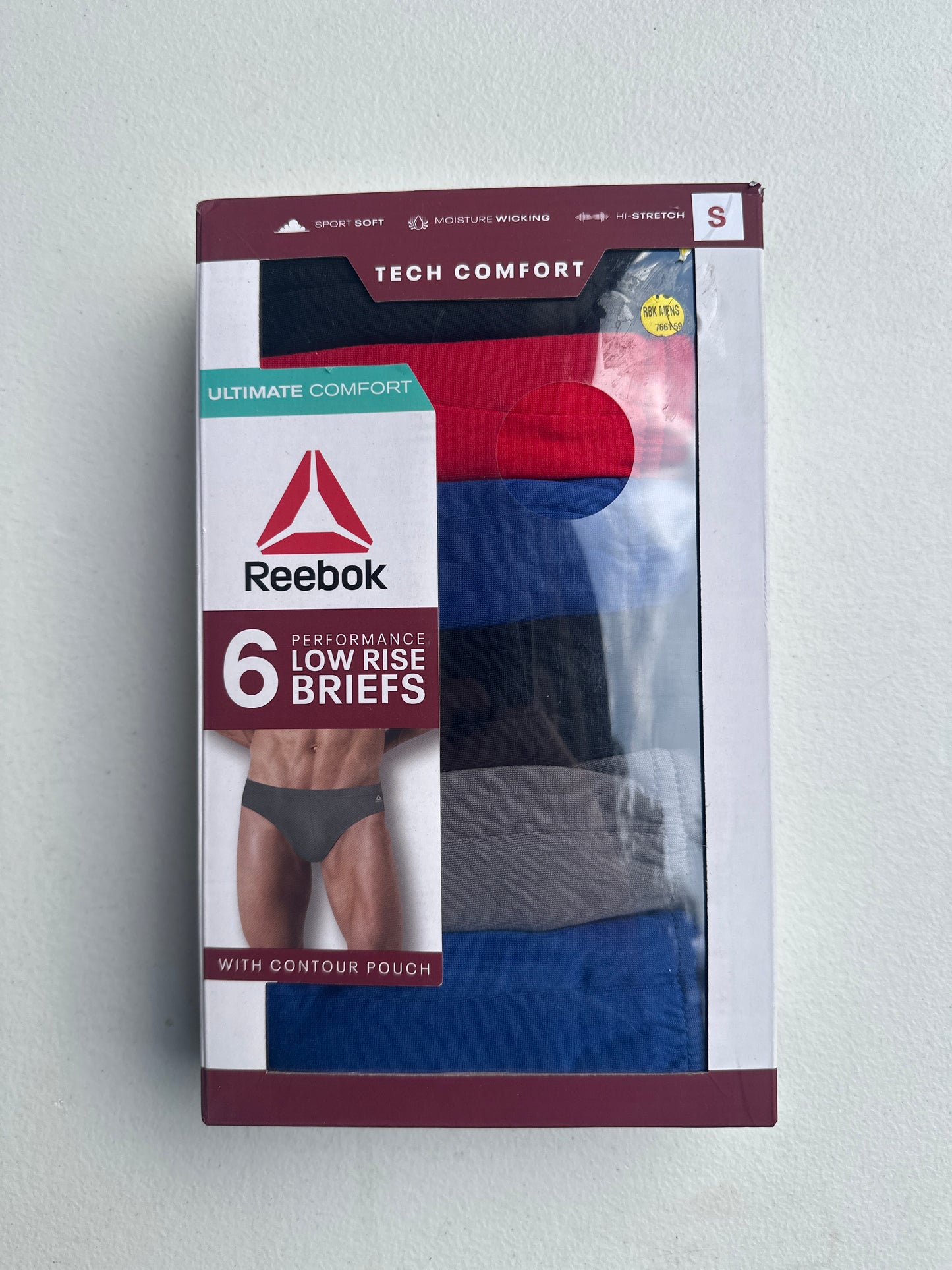 Reebok Men’s Underwear Tech Comfort Performance Low Rise Briefs Underwear, 6-Pack-S