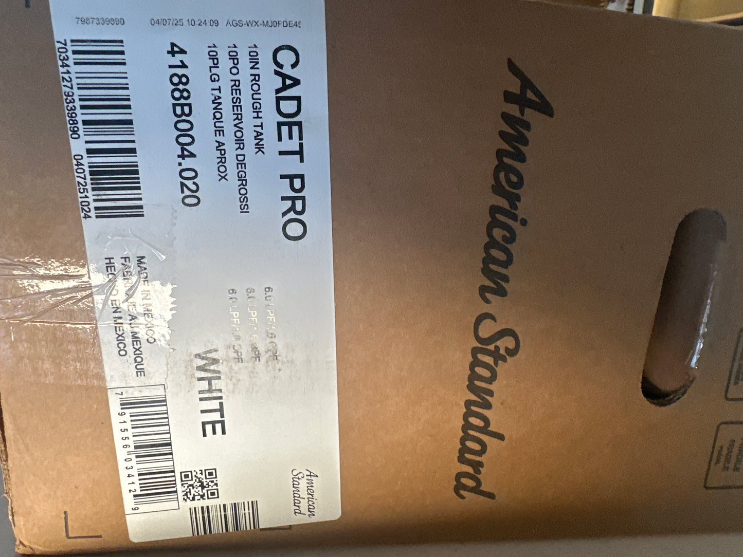 Cadet Pro 10 in. 1.28 GPF Single Flush Toilet Tank Only with Gravity Fed Technology in White