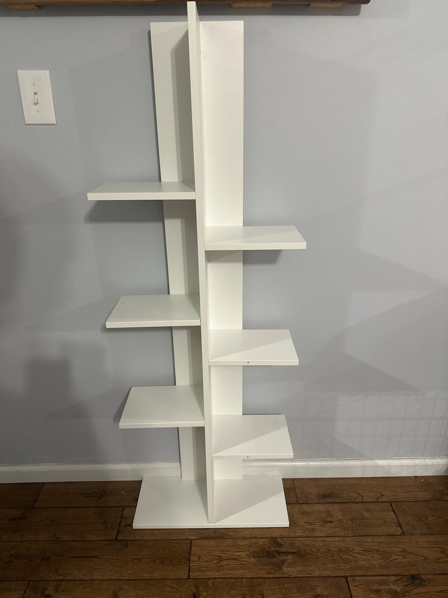 IFANNY Shelves Bookshelf, Wooden Symmetrical Open Bookcase, Artistic Book Organizer, Space-Saving Storage Display Shelf, Room Dividers for Living Room, Home, Office (White)