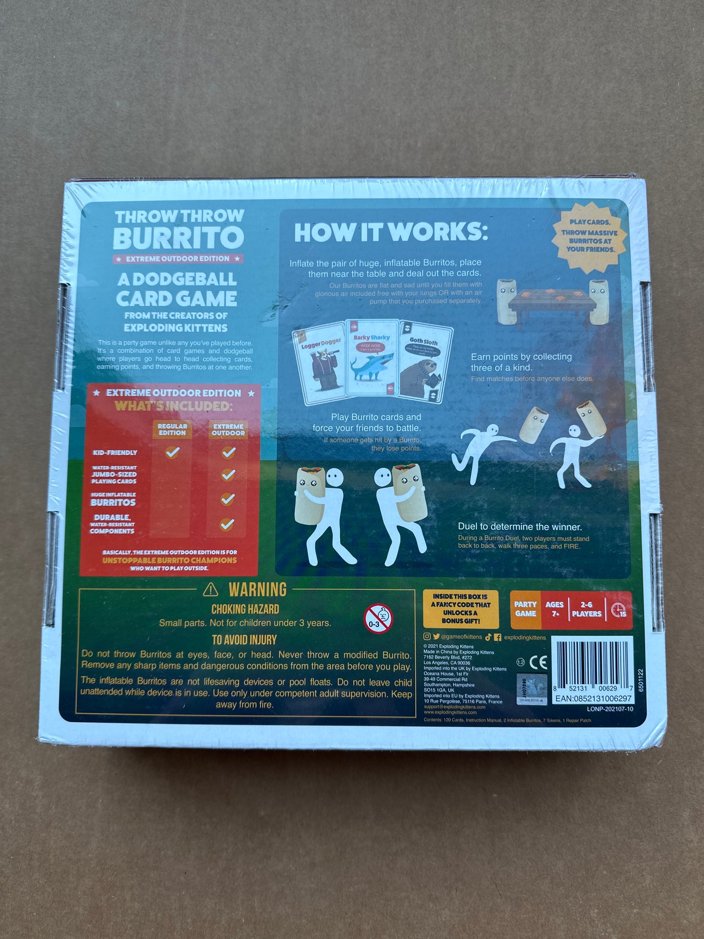 Throw Throw Burrito Extreme Outdoor Party Game by Exploding Kittens, Ages 7 and up, 2-6 Players