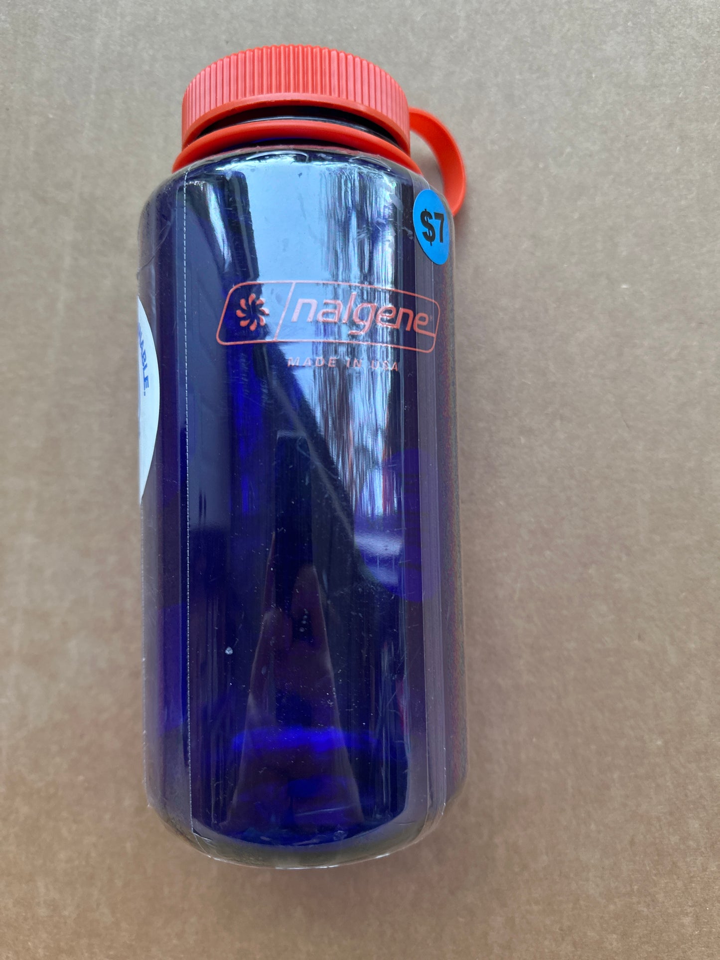 Nalgene 32 fl oz Plastic Wide Mouth Water Bottle-Blue with red top