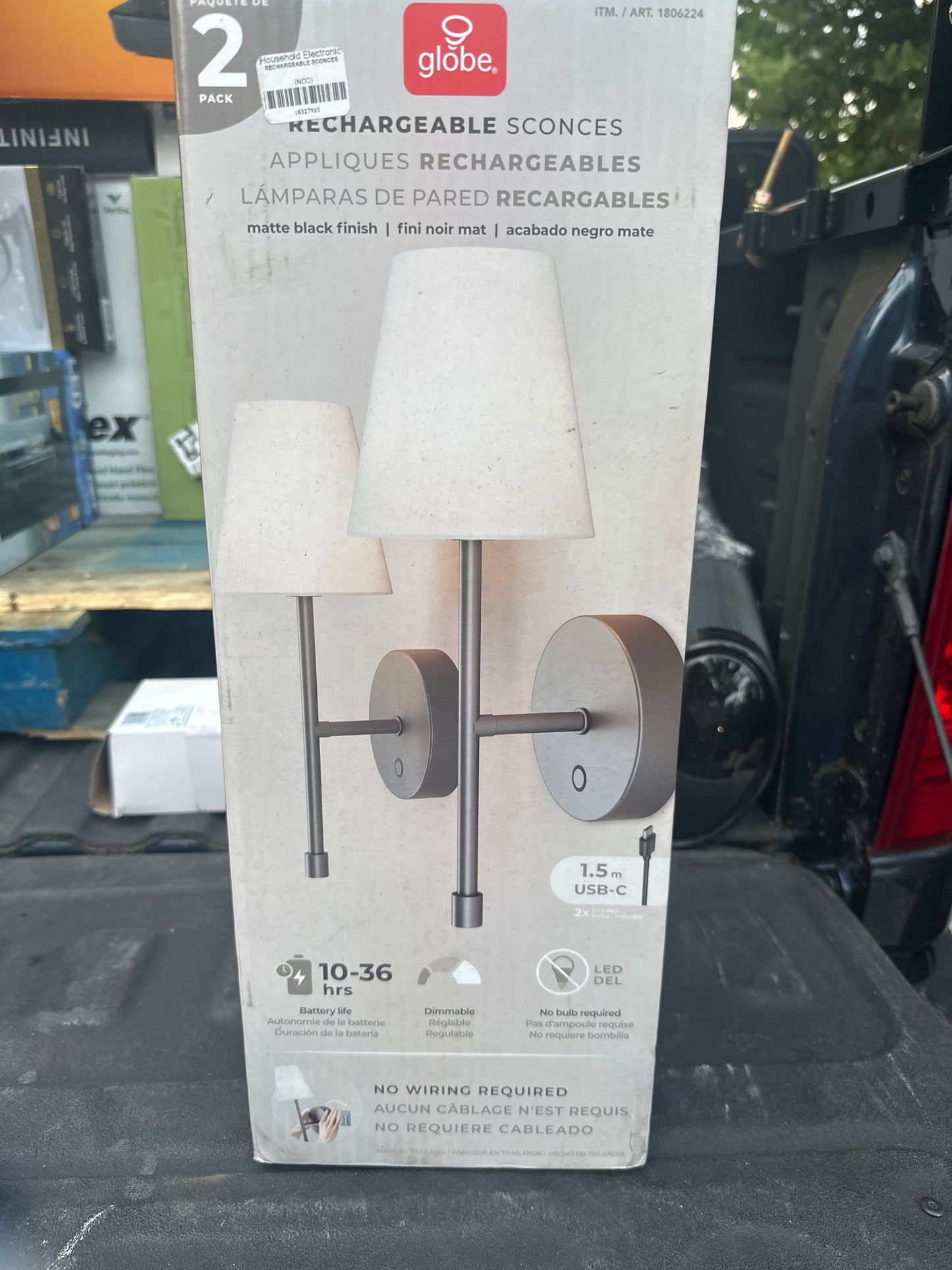 Globe Electric Wireless Rechargeable LED Integrated Wall Sconce 2-pack